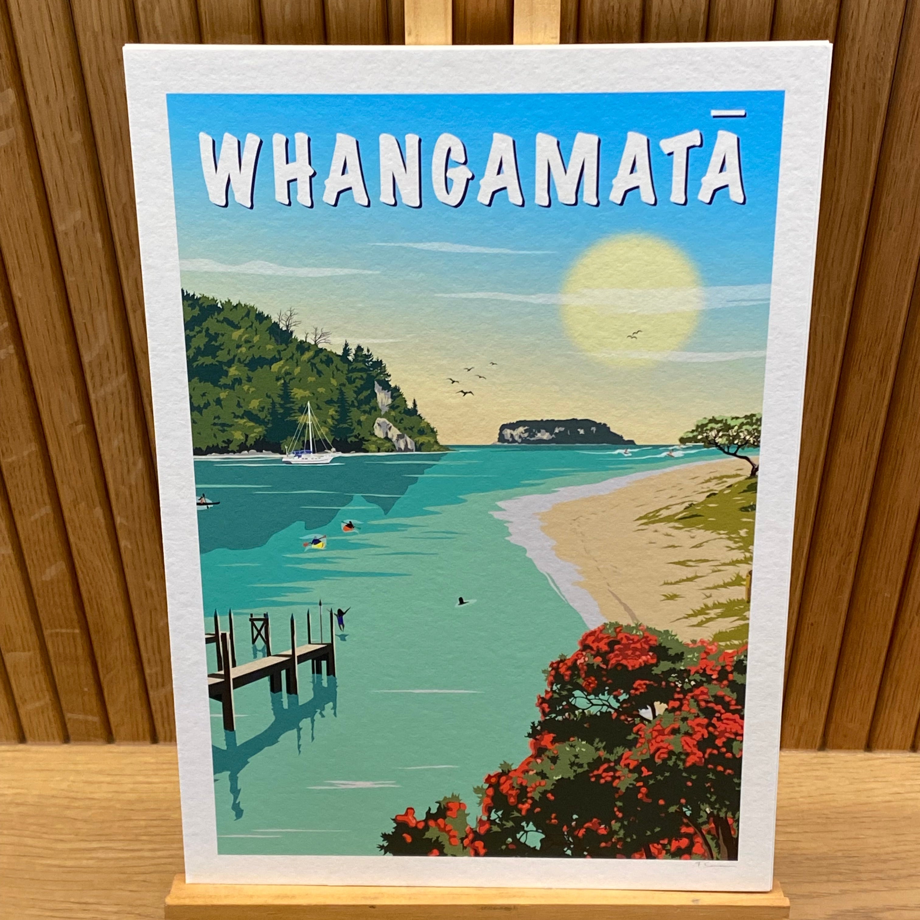 Whangamatā Travel Poster, New Zealand