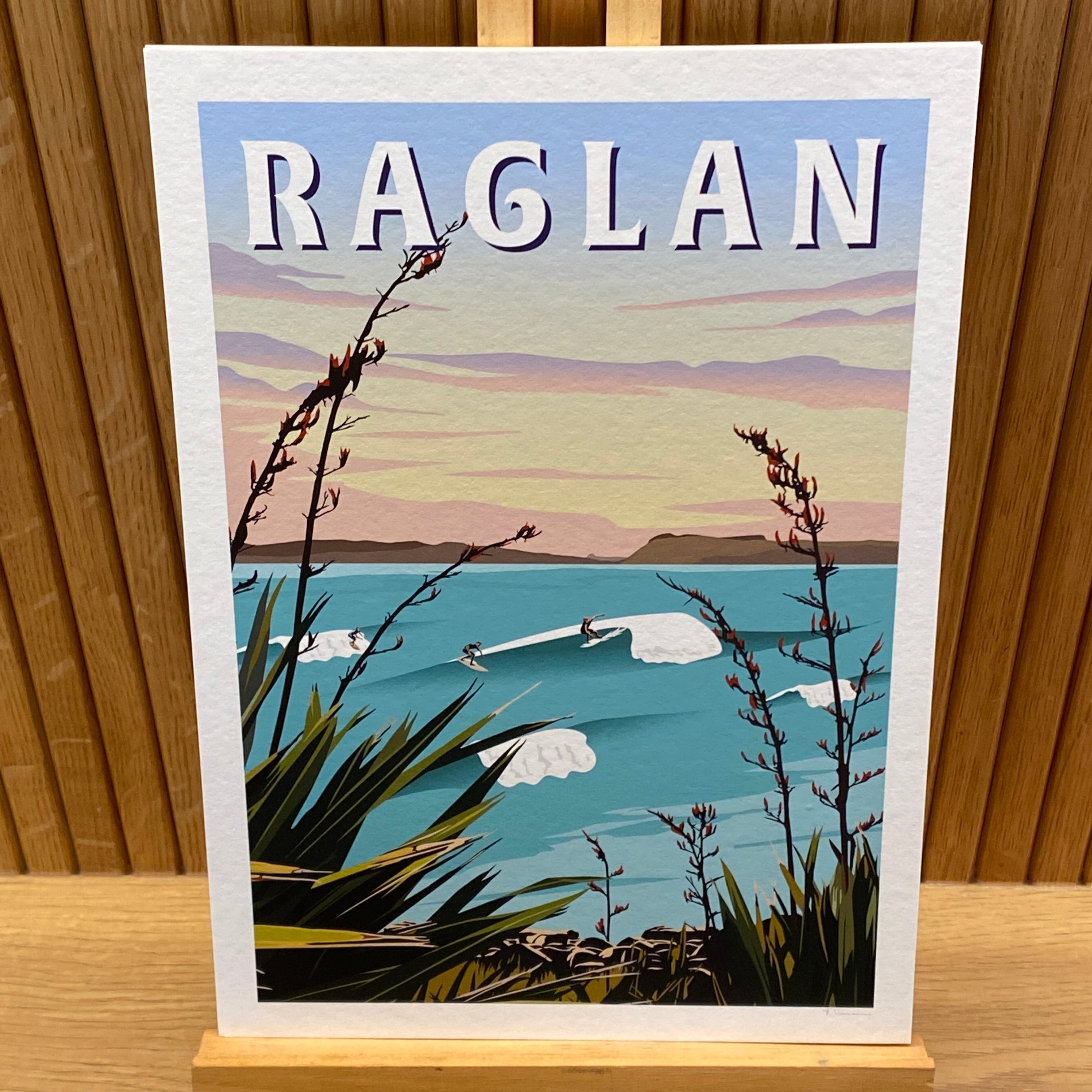 Raglan - Manu Bay Travel Poster of New Zealand