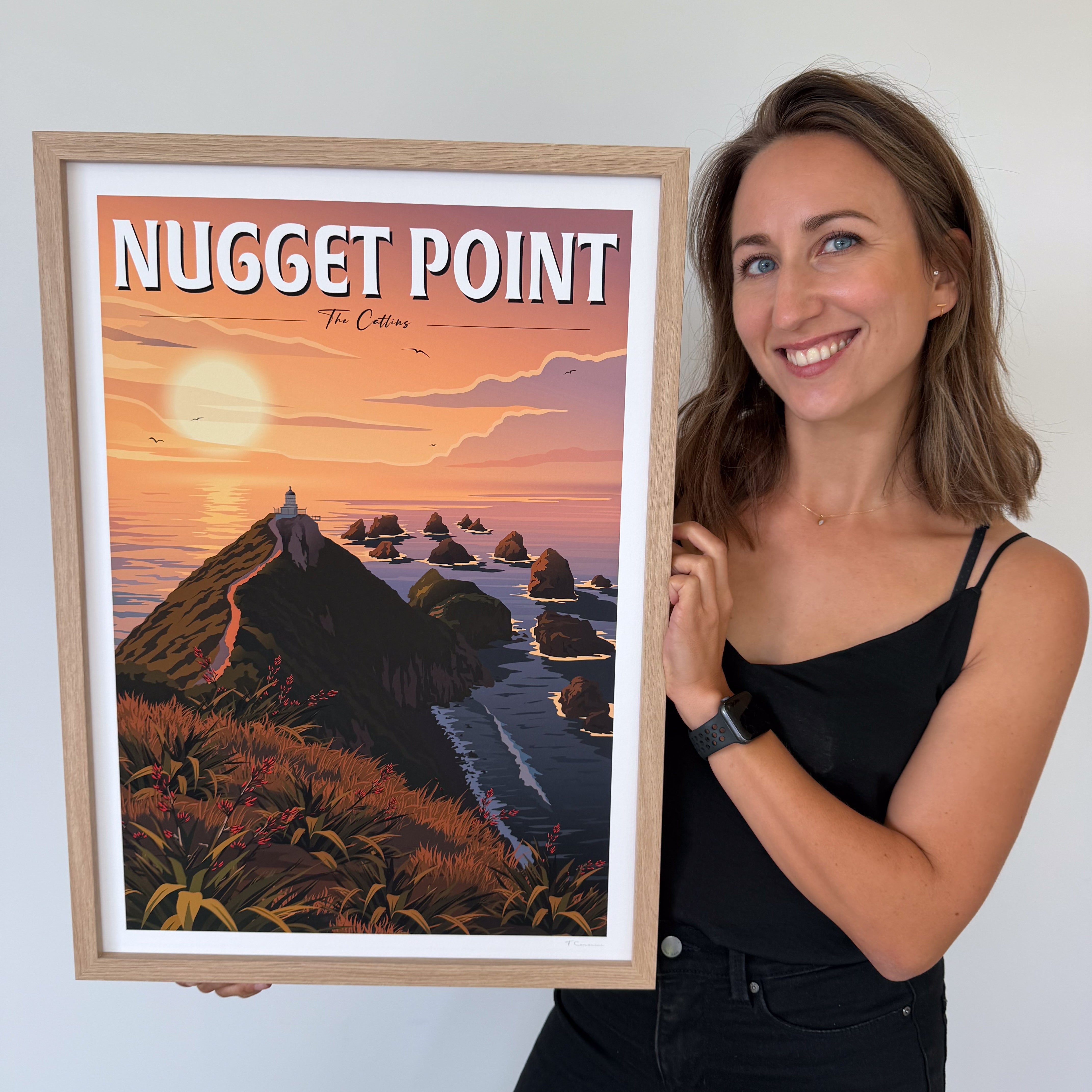 Nugget Point Travel Poster, Otago, New Zealand