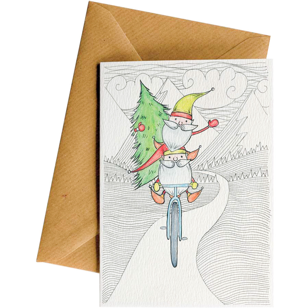 Little Difference Elves Bike Christmas card