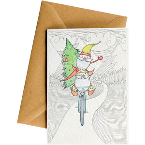 Little Difference Elves Bike Christmas card