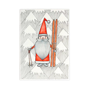 Santa with Skis Christmas ard - Little Difference NZ
