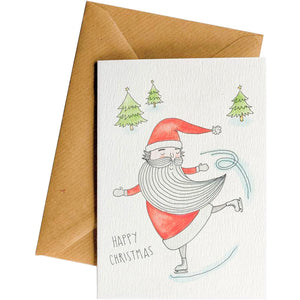 Little Difference Skating Santa Christmas card