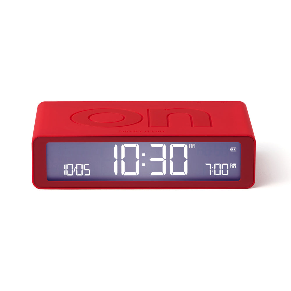 Lexon Flip Classic Rubber Digital Alarm Clock - Red