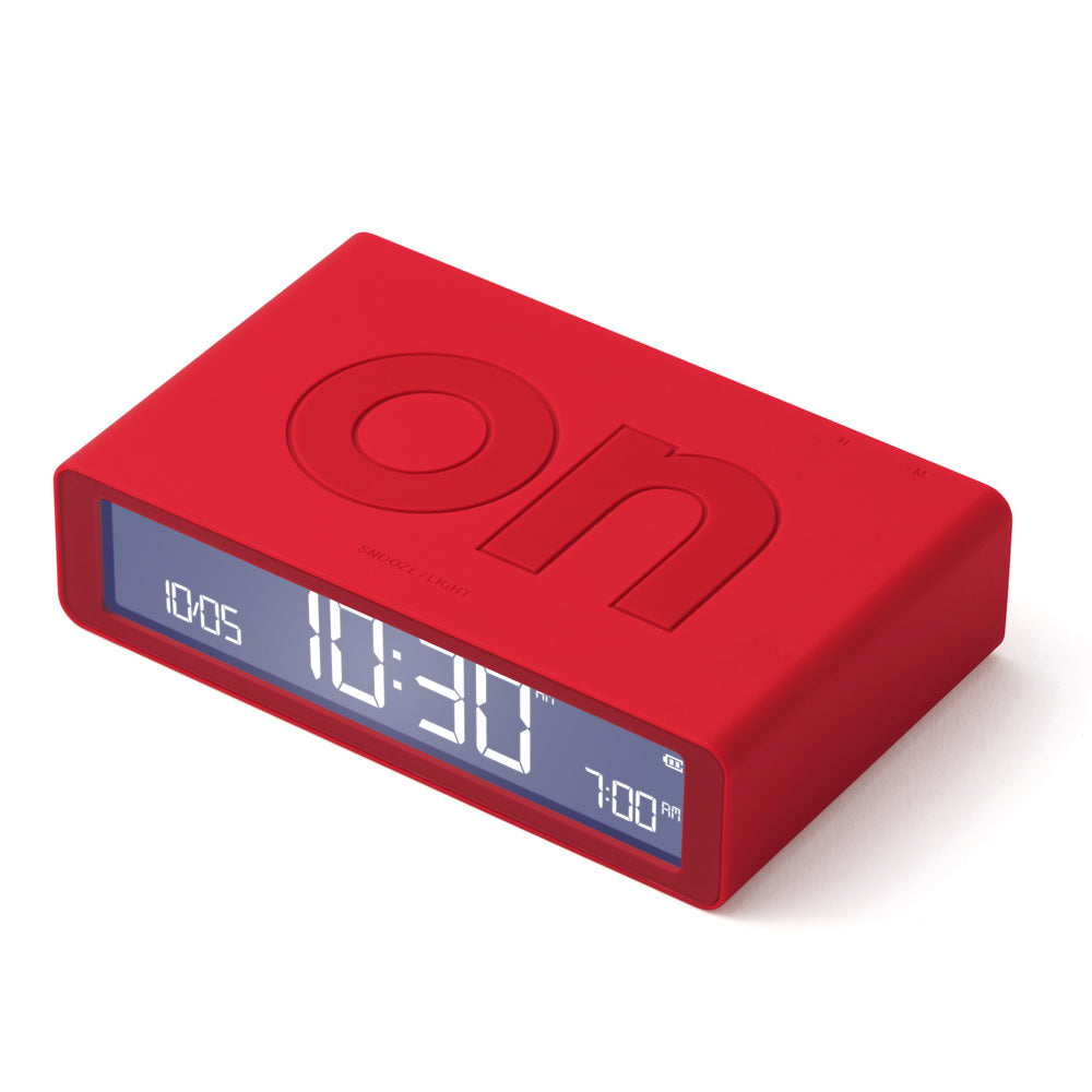 Lexon Flip Classic Rubber Digital Alarm Clock - Red