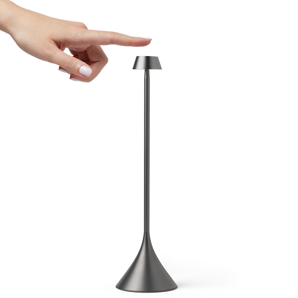 Lexon Steli Shade Rechargeable Lamp - Gun Metal Grey