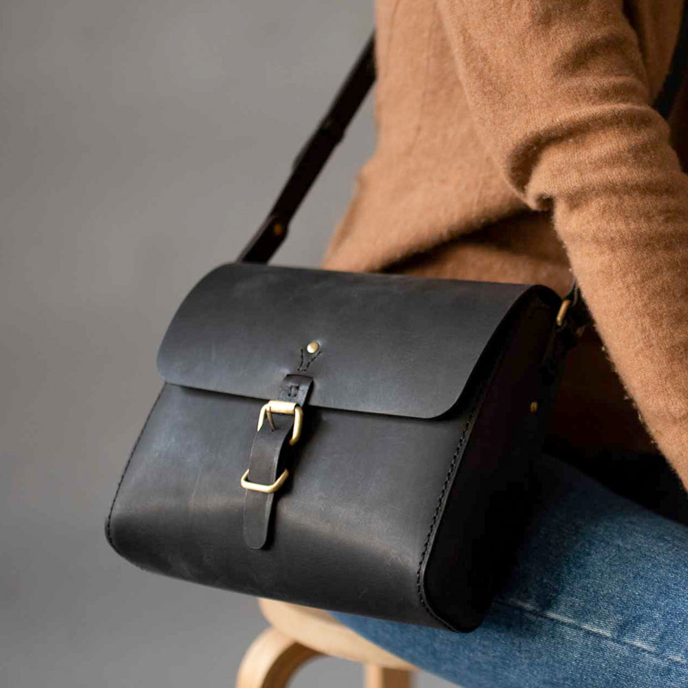 Loyal Workshop Companion Black Leather Satchel