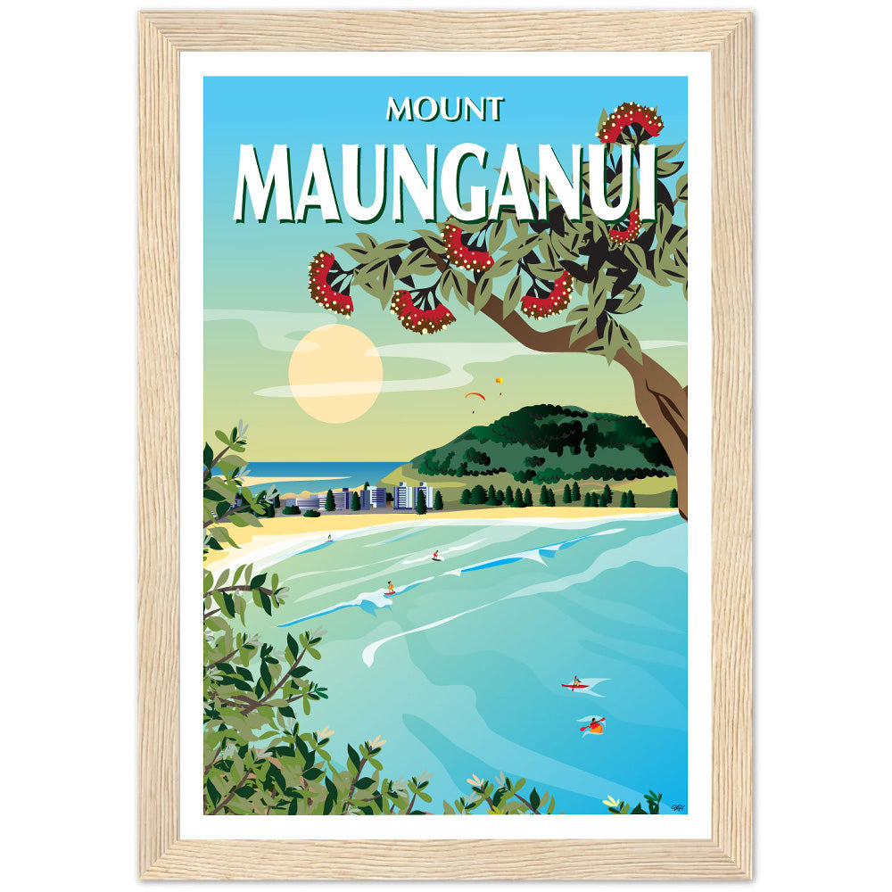 Mount Maunganui New Zealand Travel Poster