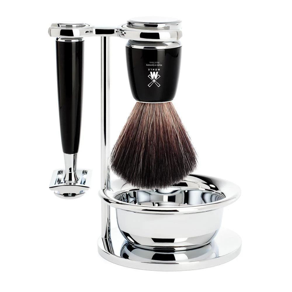Mühle Black Fibre Safety Razor Shaving Set with Bowl
