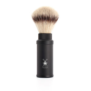 Travel shaving brush black aluminium - Muhle synthetic bristle