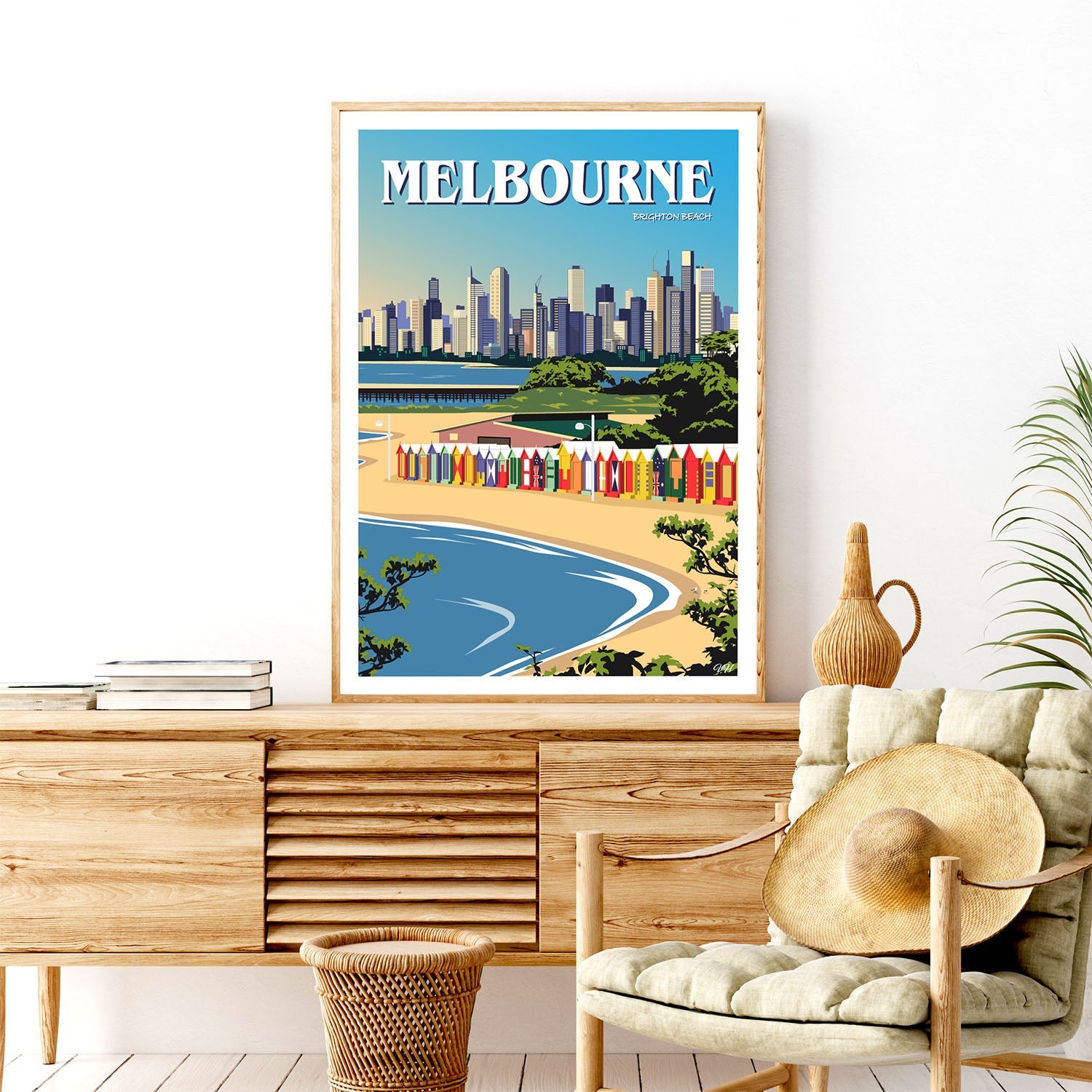 Melbourne - Brighton Beach - Travel Poster, Australia