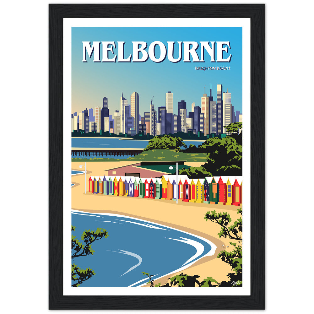 Melbourne - Brighton Beach - Travel Poster, Australia