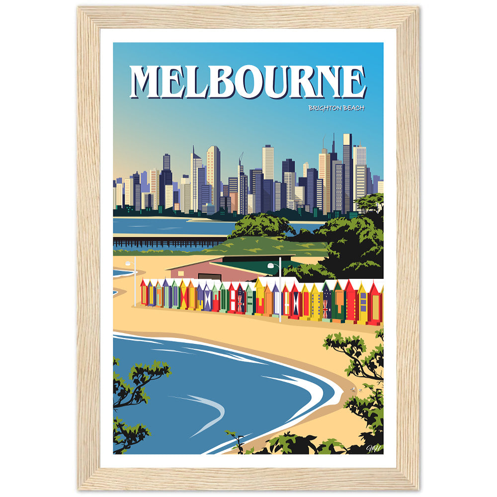 Melbourne - Brighton Beach - Travel Poster, Australia