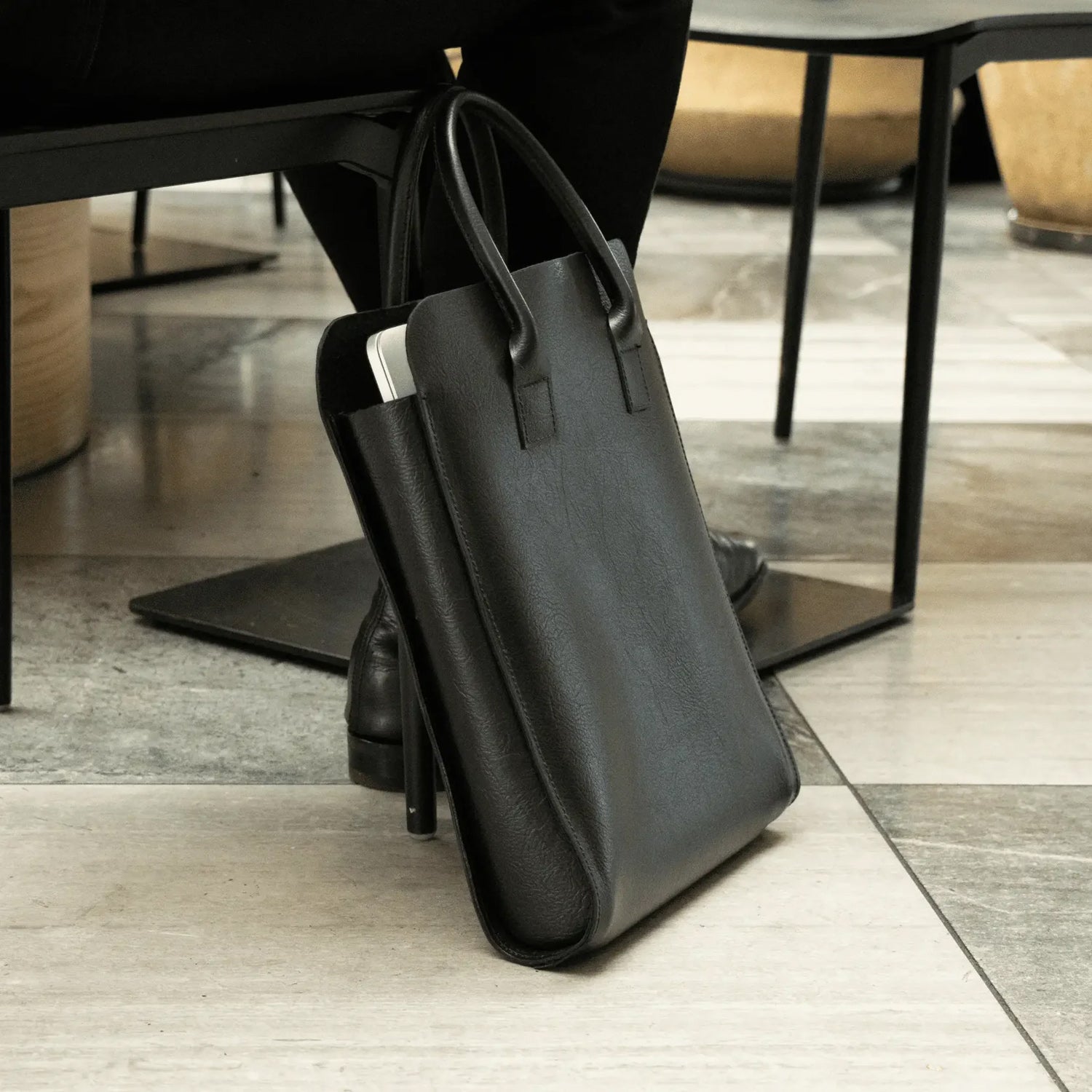 Parisian Crafted Leather Business Tote Bag