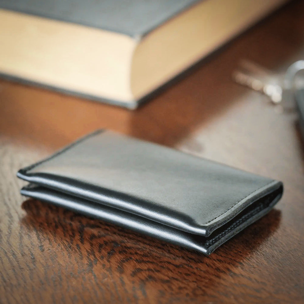Parisian Crafted Black Leather Folded Wallet