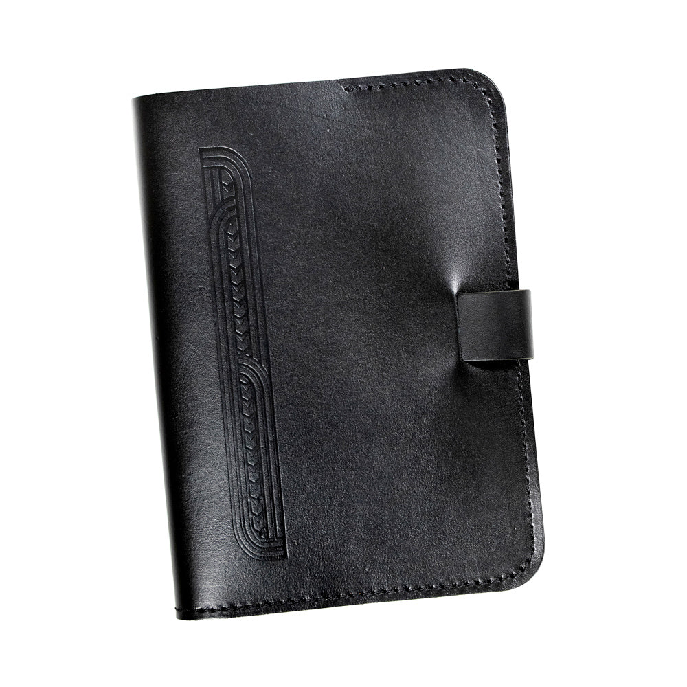 Parisian Crafted Black Leather A5 Journal with Whakarare Motif
