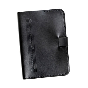 Black Leather A5 Journal Notebook with Whakarare Motif - Parisian Crafted
