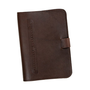 Brown Leather A5 Journal Notebook with Whakarare Motif - Parisian Crafted