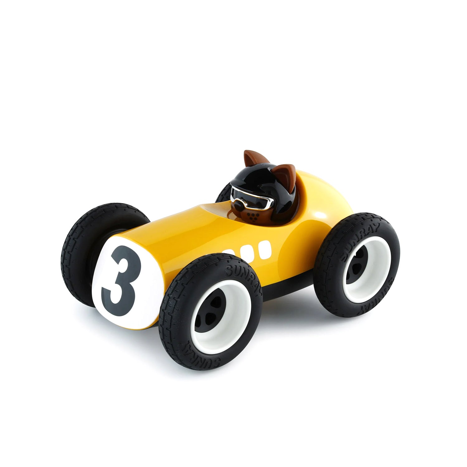 Playforever Egg Sunnysider yellow toy racing car - Artevo 