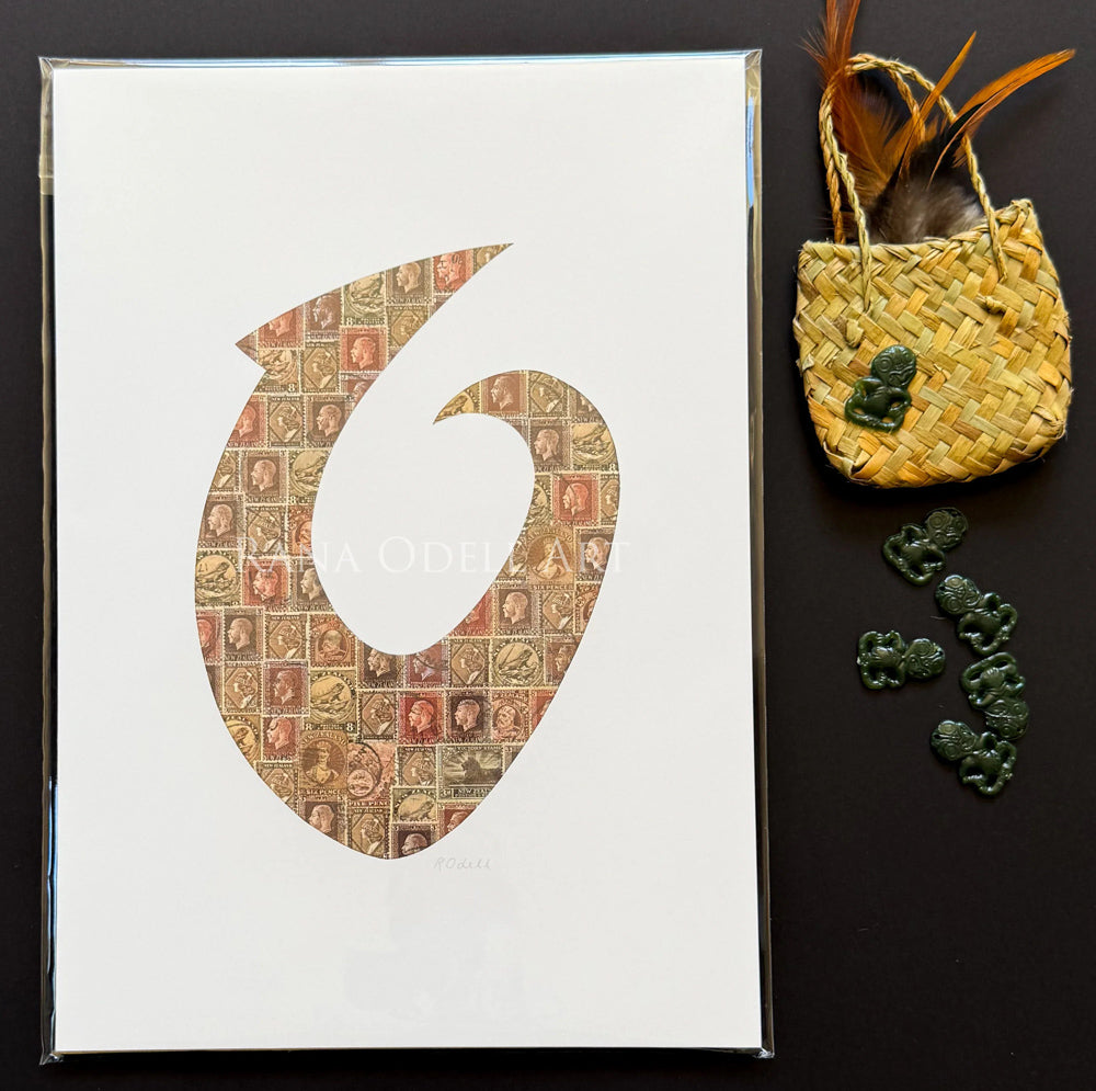 Rana Odell Art Hei Matau - Fish Hook - A4 Print