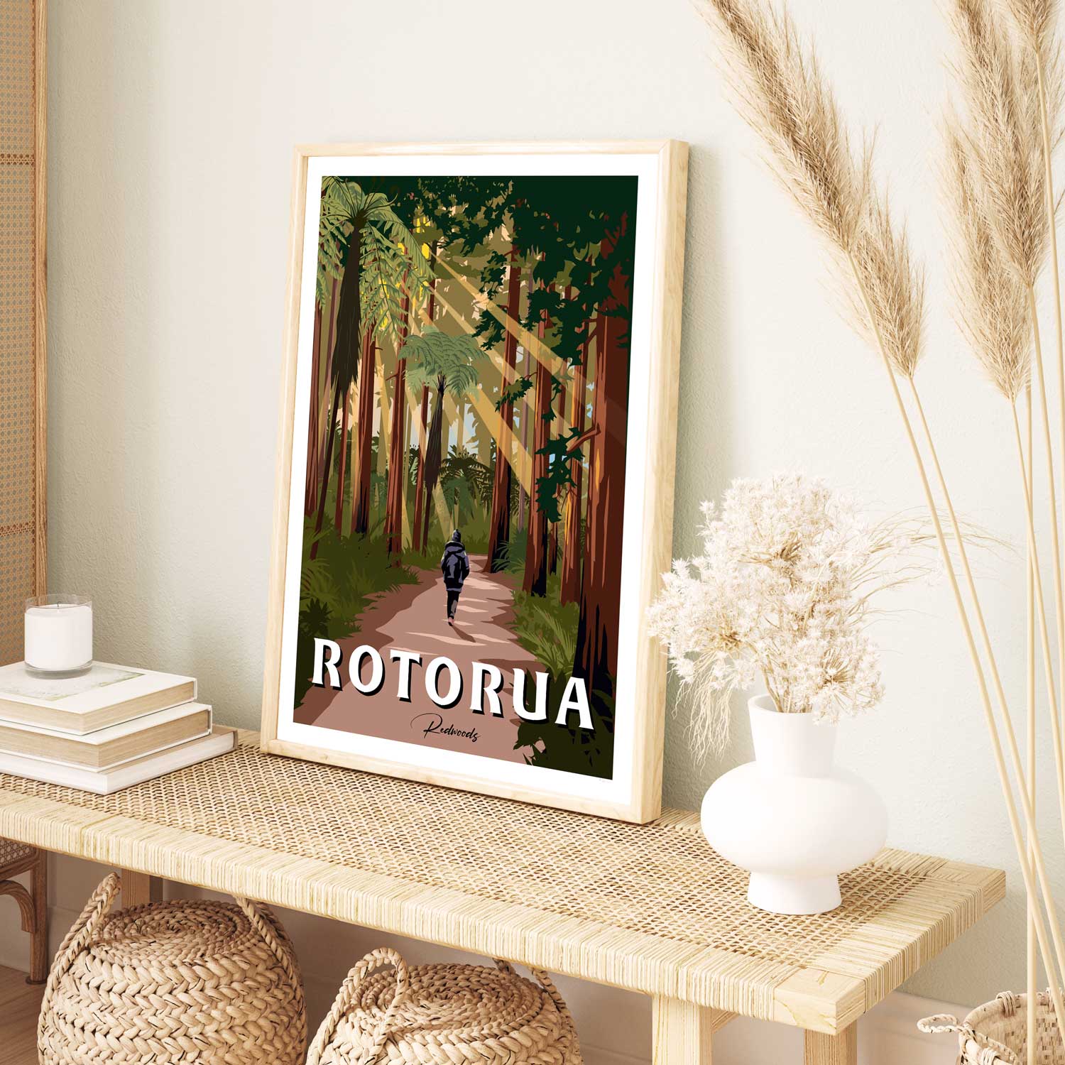 Rotorua Redwood Forest New Zealand Travel Poster
