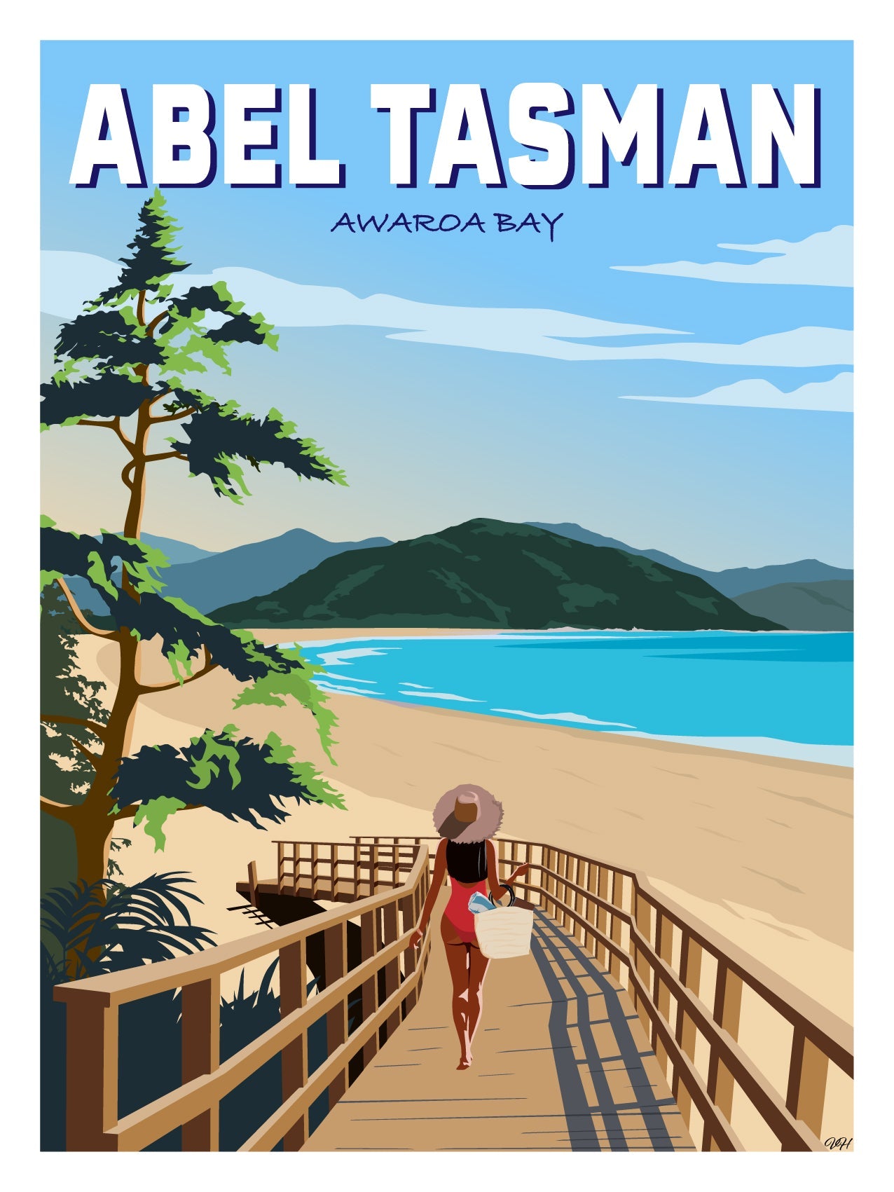 Abel Tasman - Awaroa Bay - Travel Poster, New Zealand