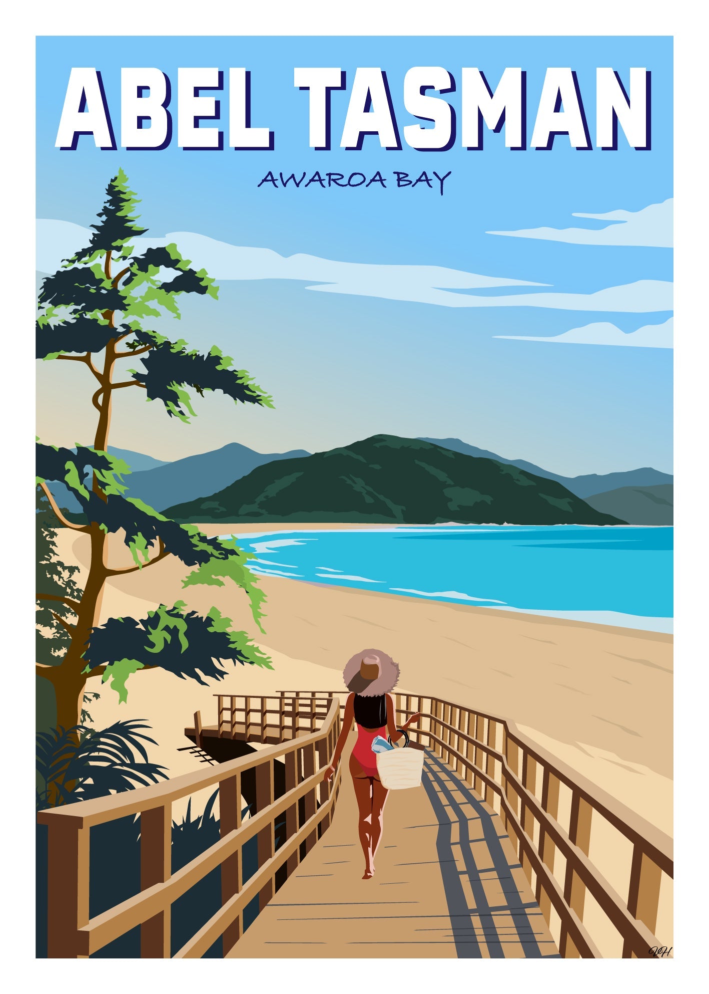 Abel Tasman - Awaroa Bay - Travel Poster, New Zealand