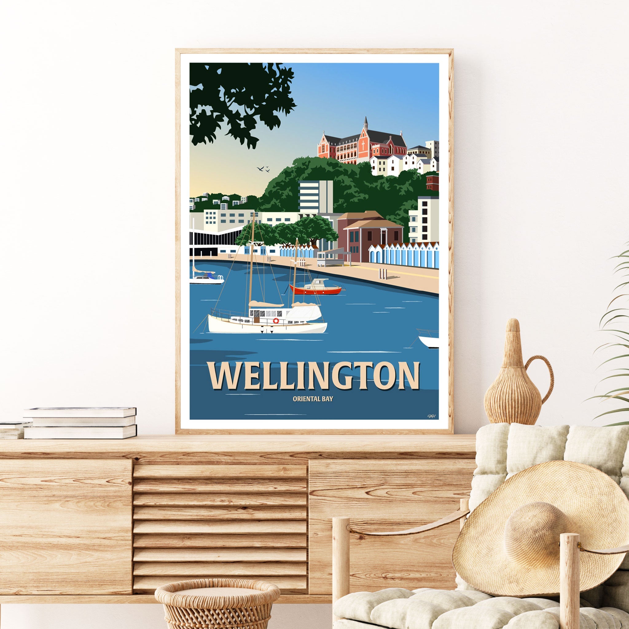 Wellington - Oriental Bay - Travel Poster, New Zealand