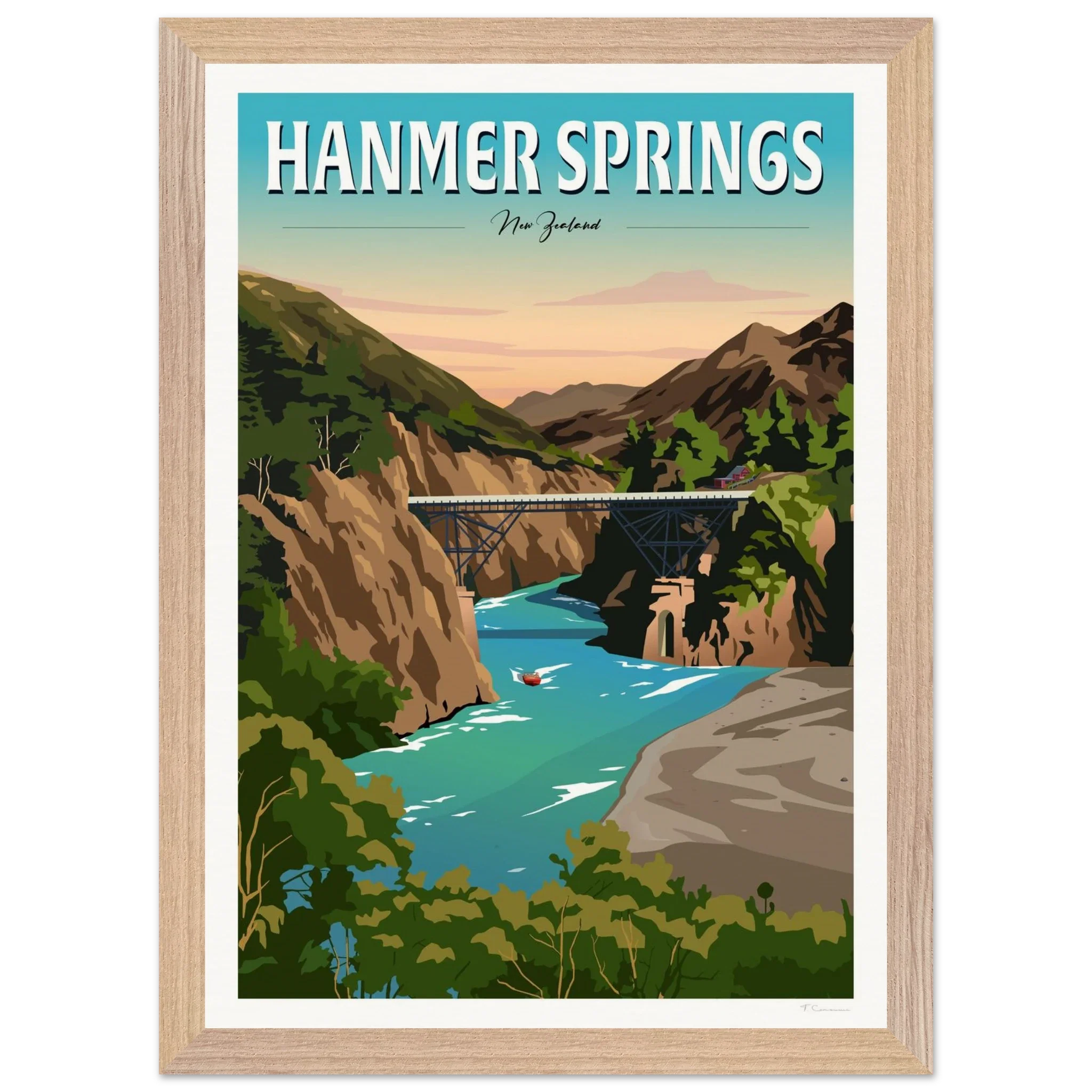 Hanmer Springs Travel Poster, New Zealand