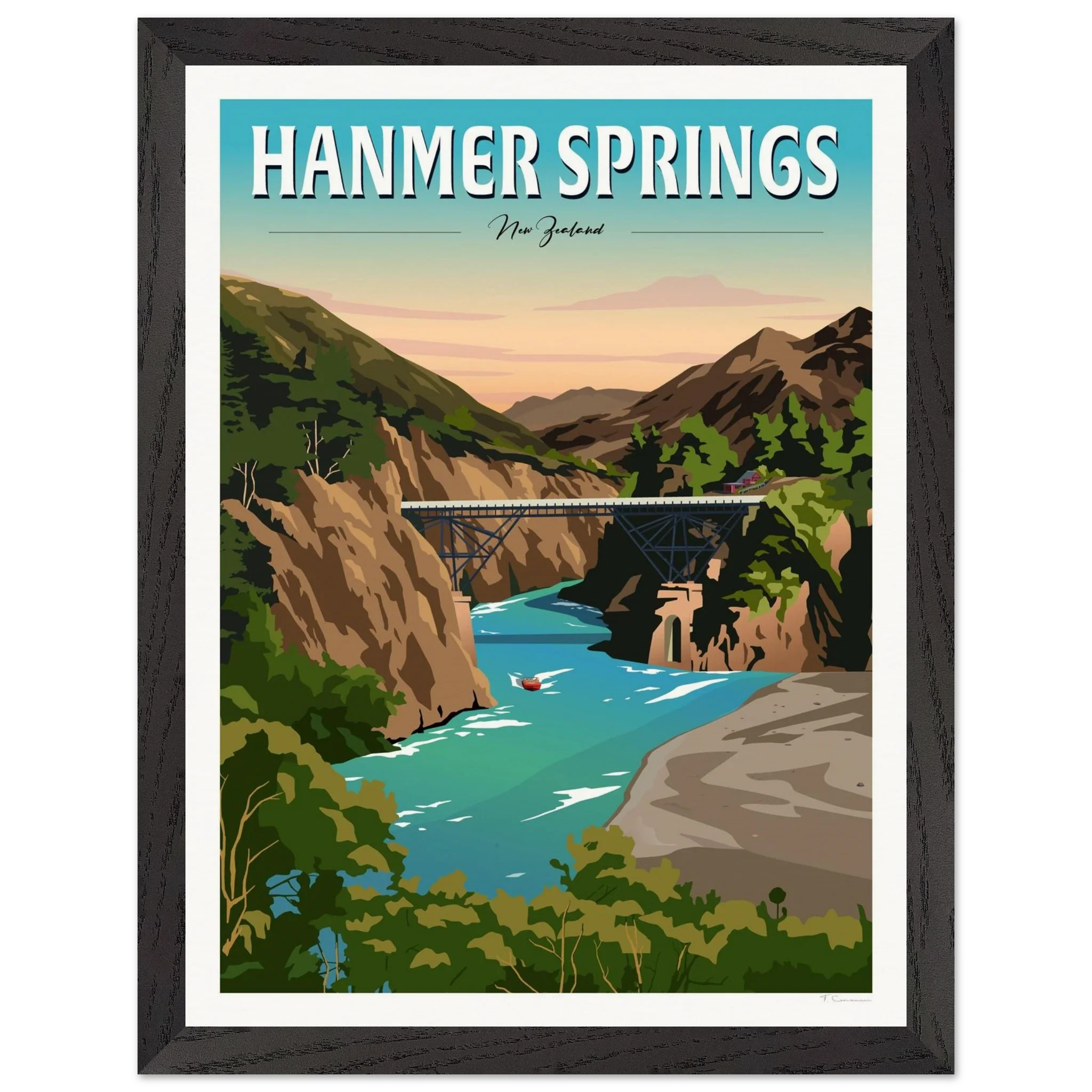 Hanmer Springs Travel Poster, New Zealand