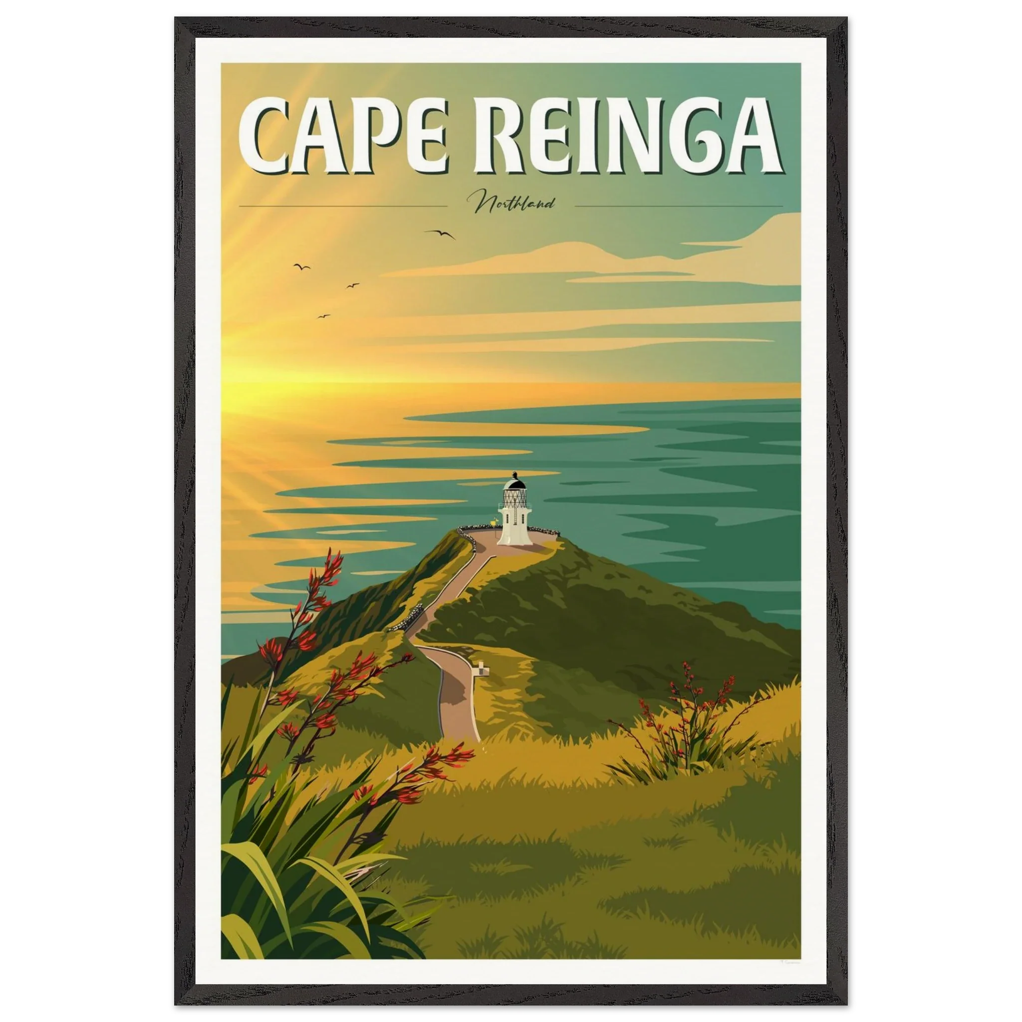 Cape Reinga Sunset Travel Poster, New Zealand