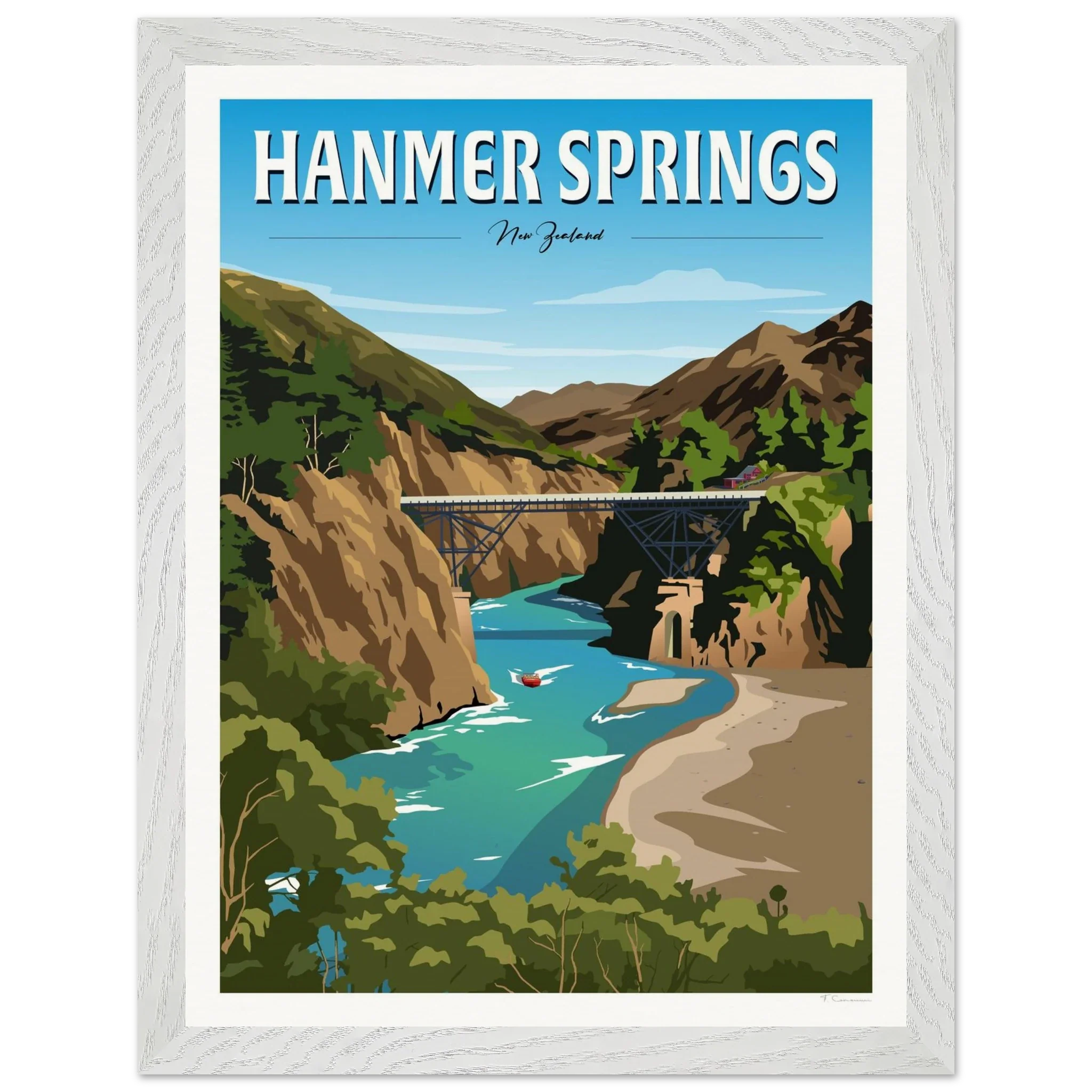 Hanmer Springs Summer Day Travel Poster, New Zealand