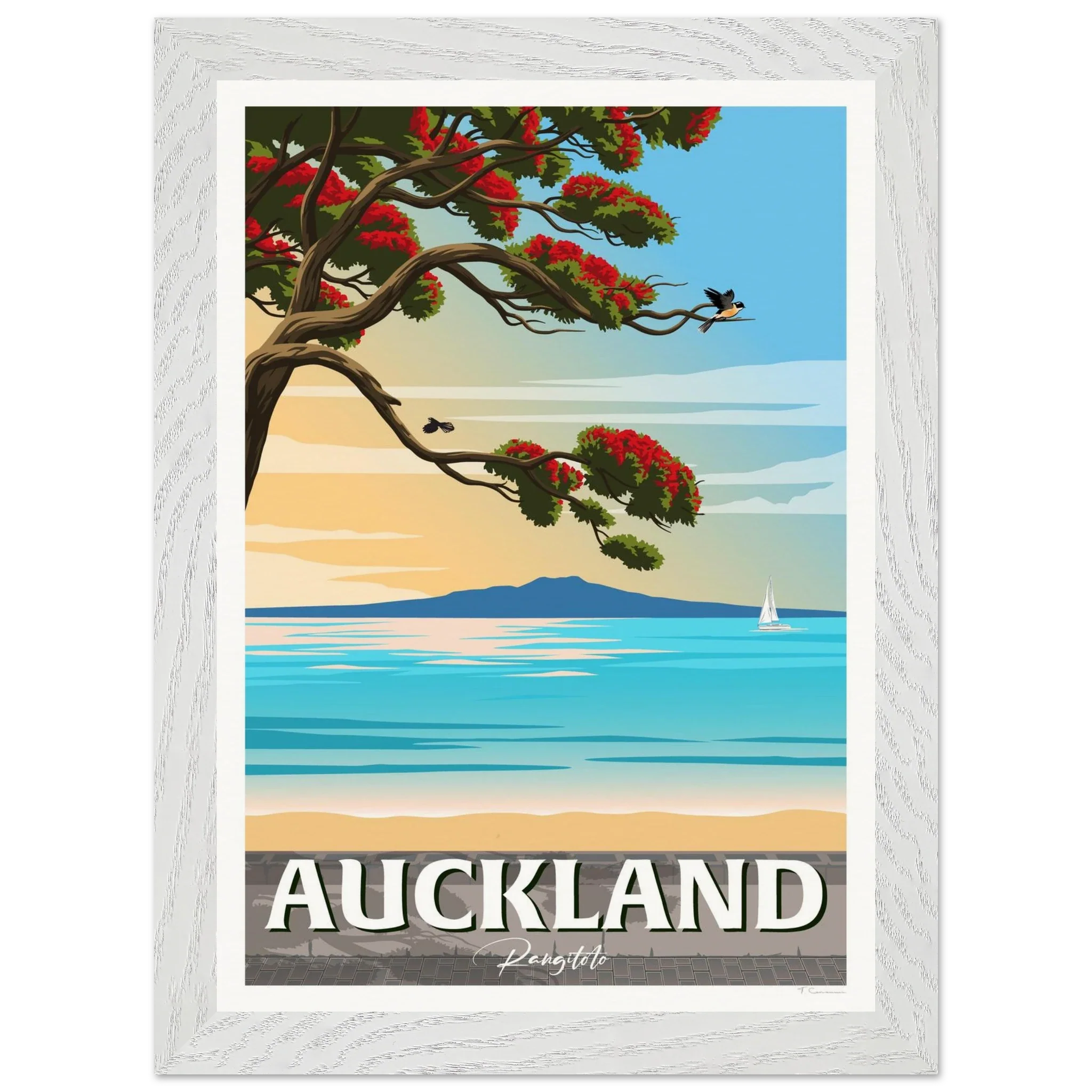 Rangitoto Island New Zealand Travel Poster