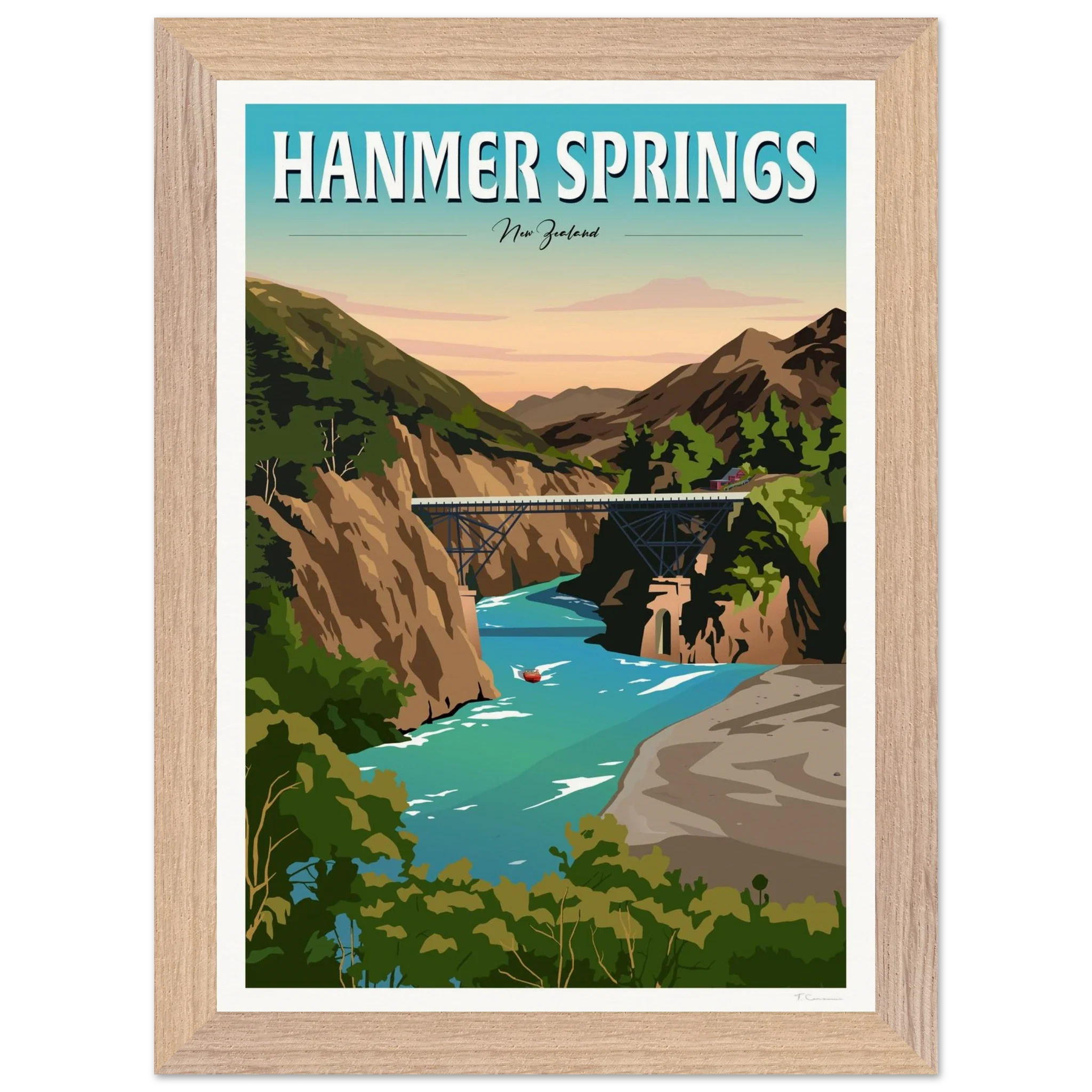 Hanmer Springs Travel Poster, New Zealand