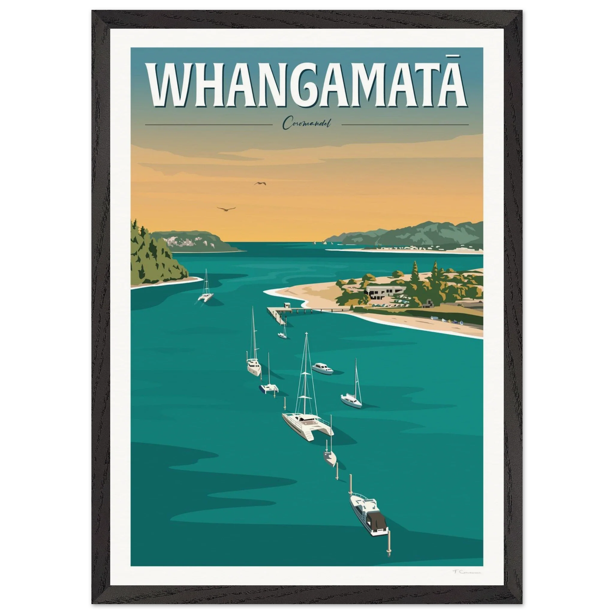 Whangamata Harbour Travel Poster, New Zealand