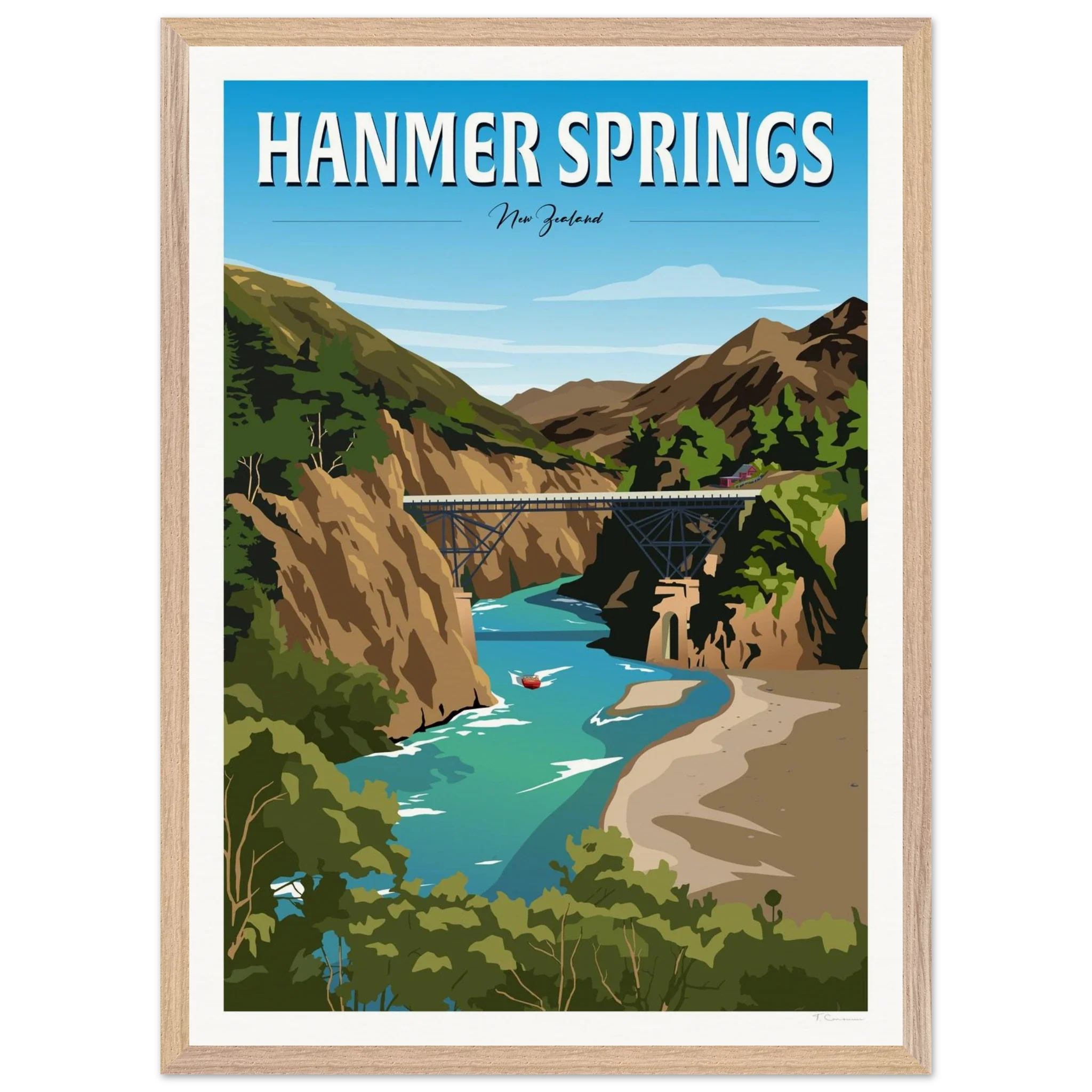 Hanmer Springs Summer Day Travel Poster, New Zealand