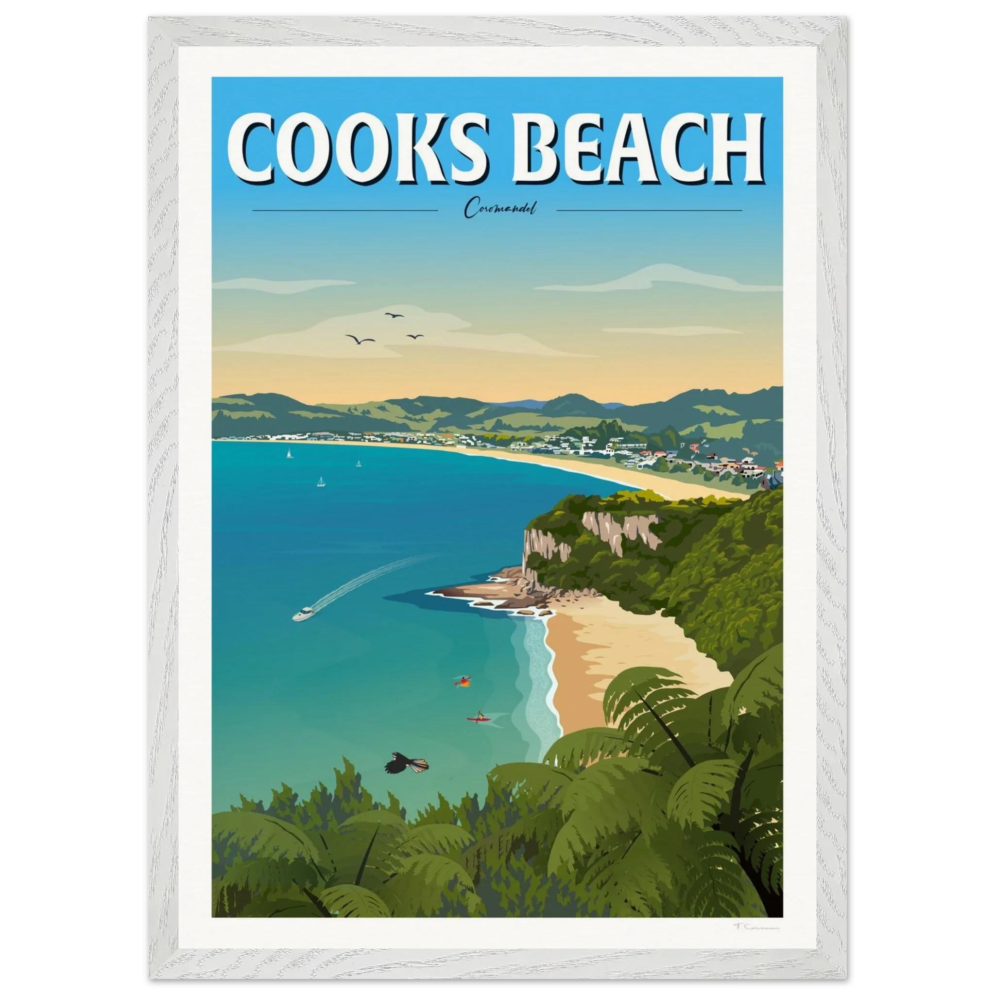 Cooks Beach, Coromandel New Zealand Travel Poster
