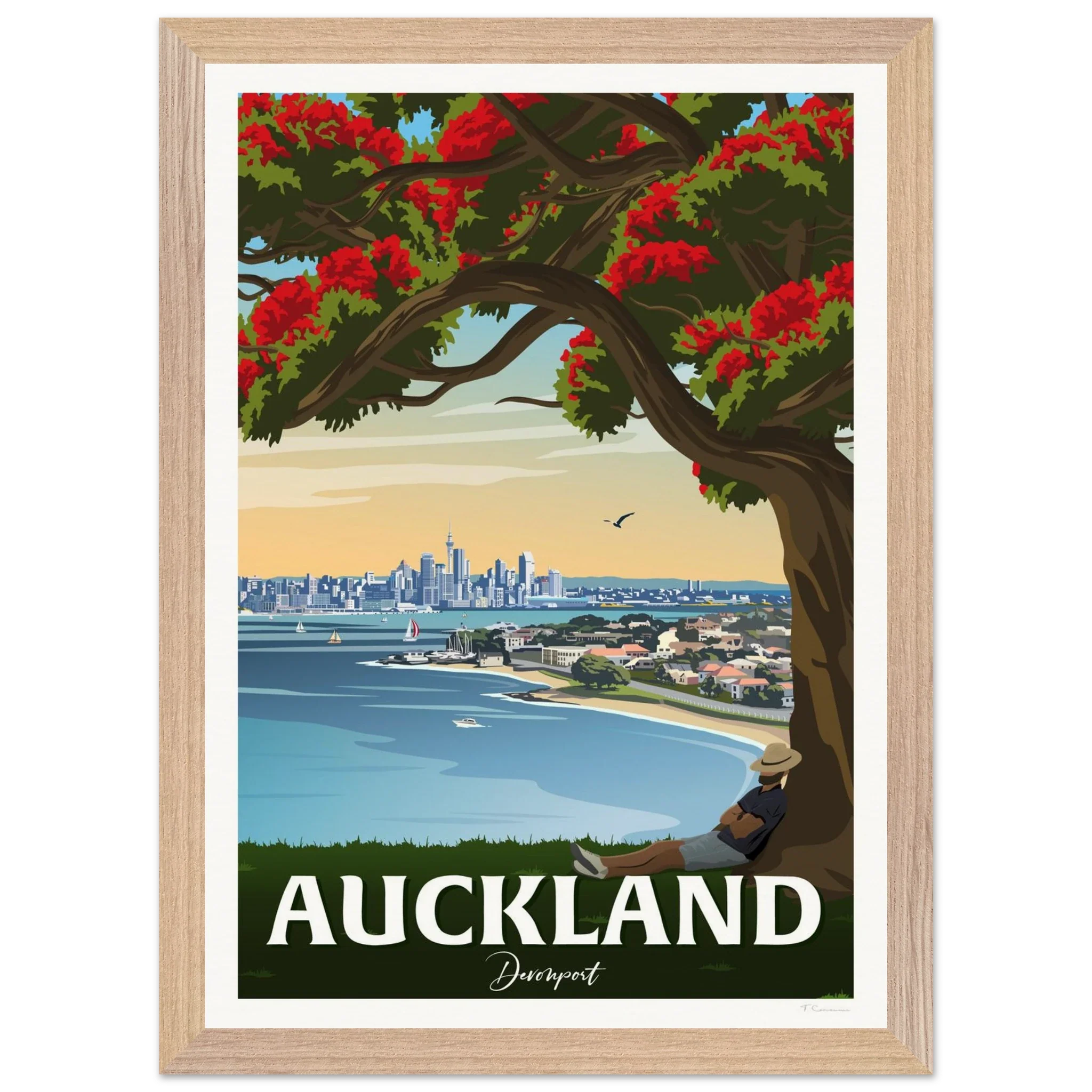 Auckland from Northhead New Zealand Travel Poster