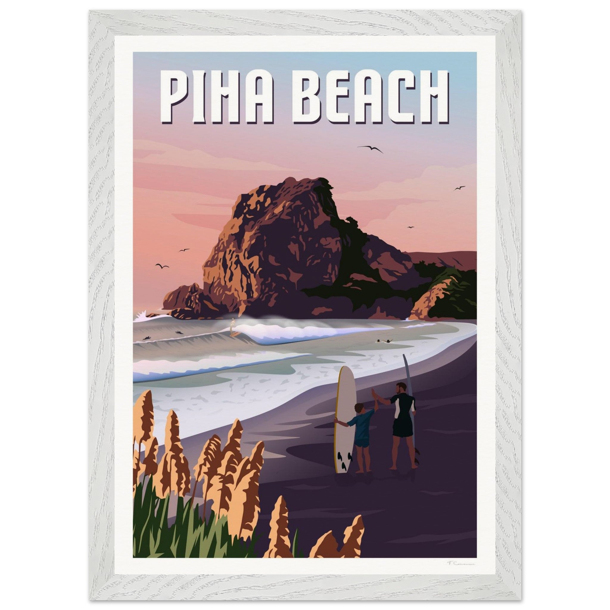 Piha Surf Travel Poster of New Zealand