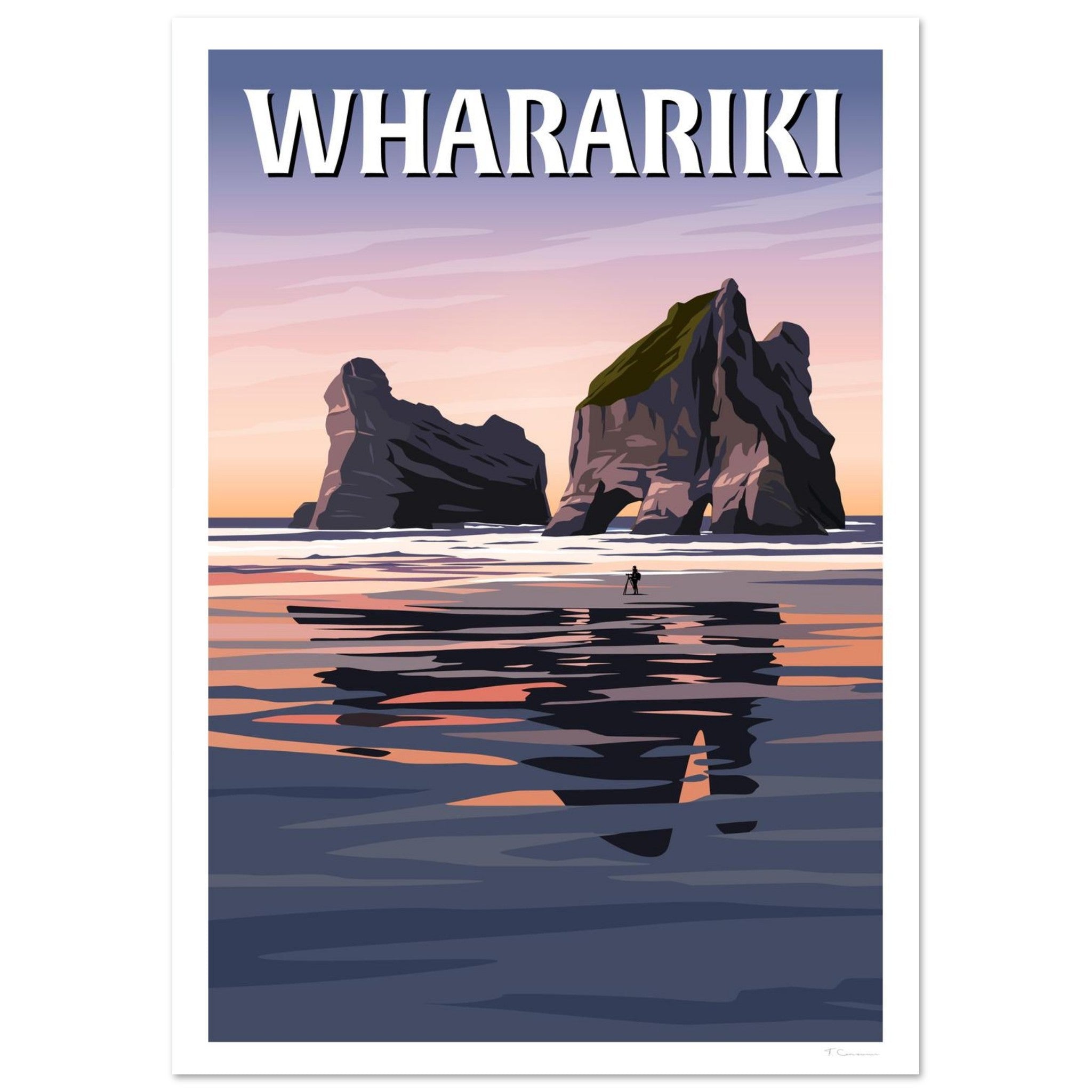 Wharariki Sunset Travel Poster, New Zealand