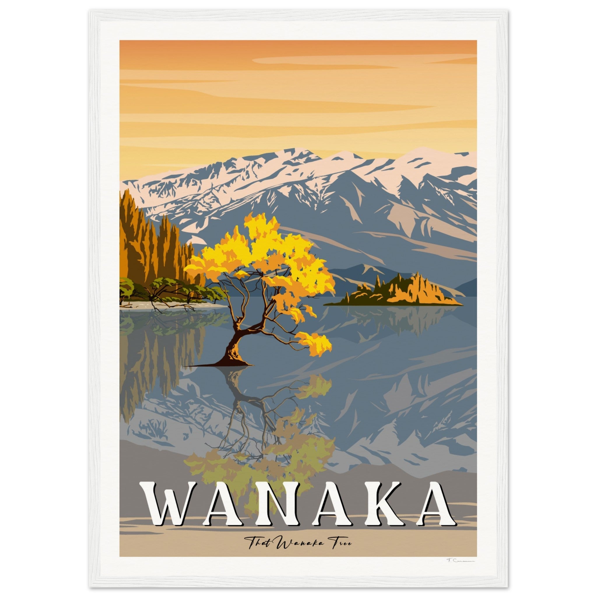 Wanaka Tree in the Lake - Travel Poster, New Zealand