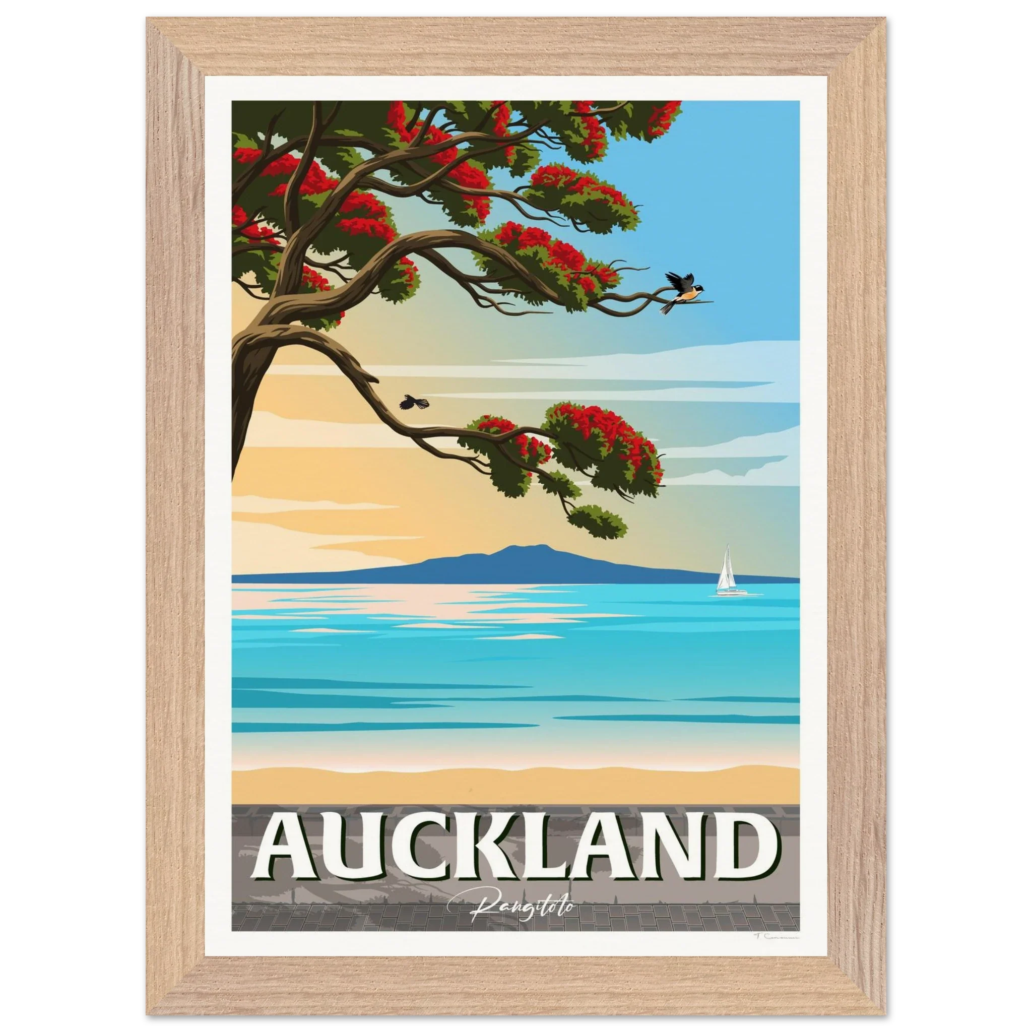 Rangitoto Island New Zealand Travel Poster