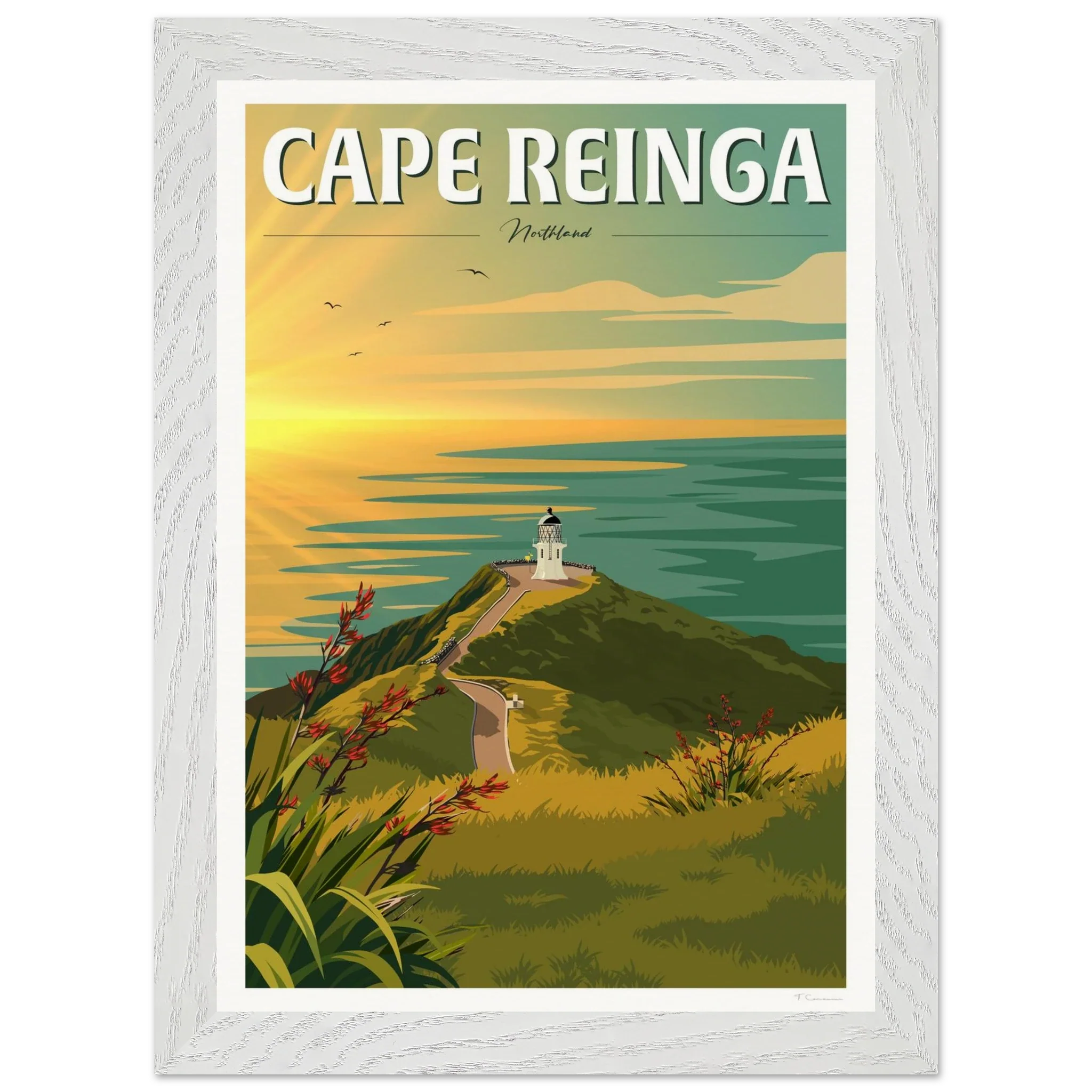 Cape Reinga Sunset Travel Poster, New Zealand