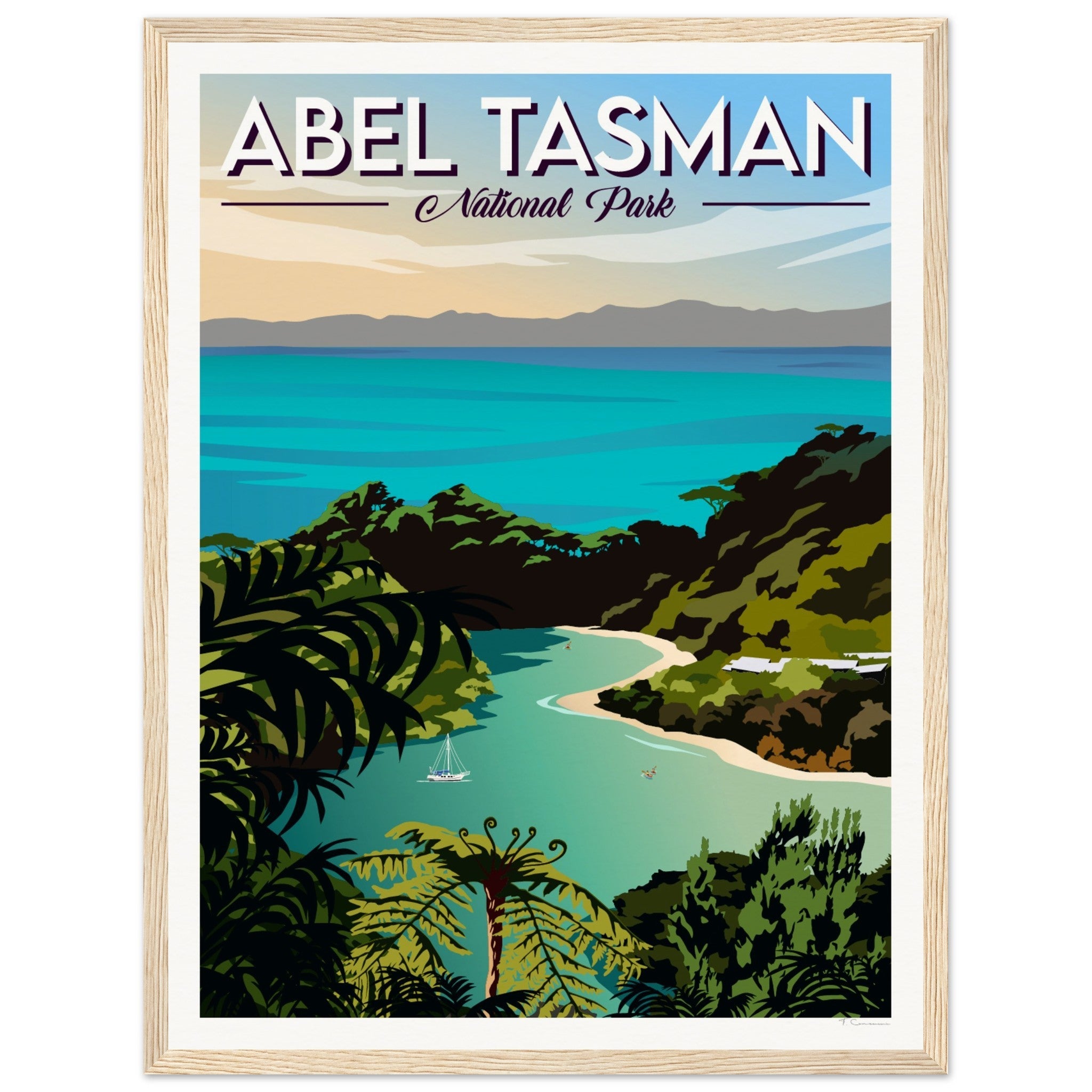 Abel Tasman National Park Travel Poster of New Zealand
