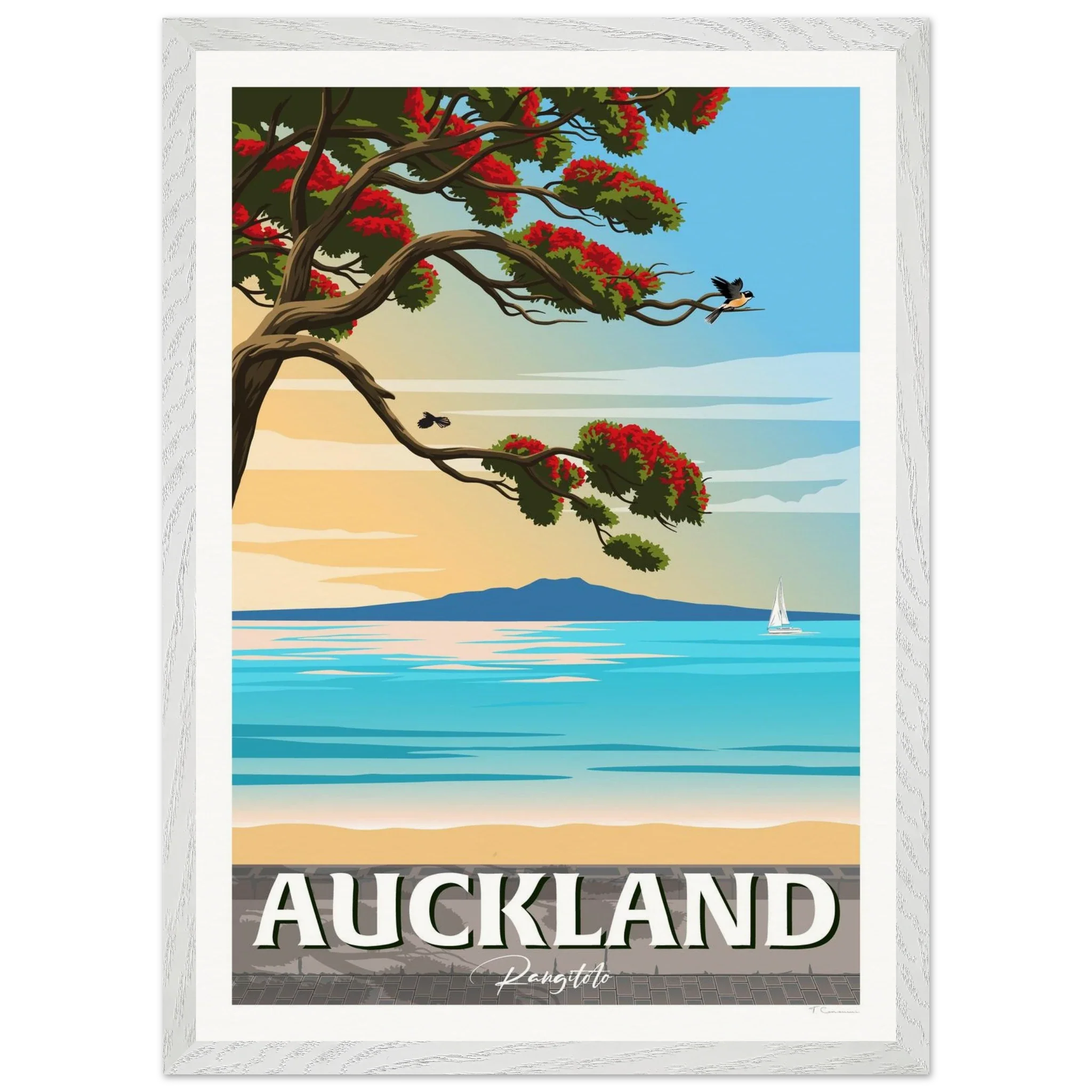 Rangitoto Island New Zealand Travel Poster