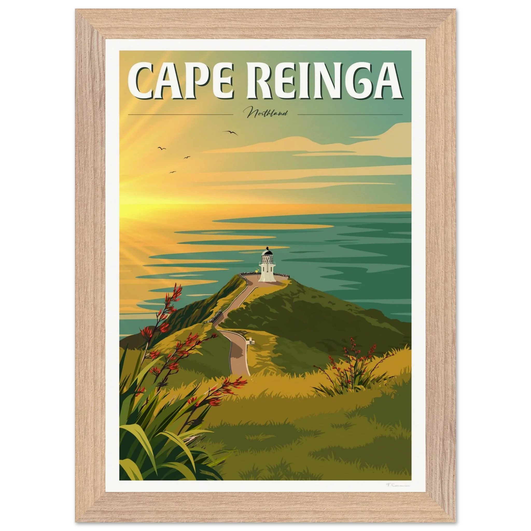Cape Reinga Sunset Travel Poster, New Zealand