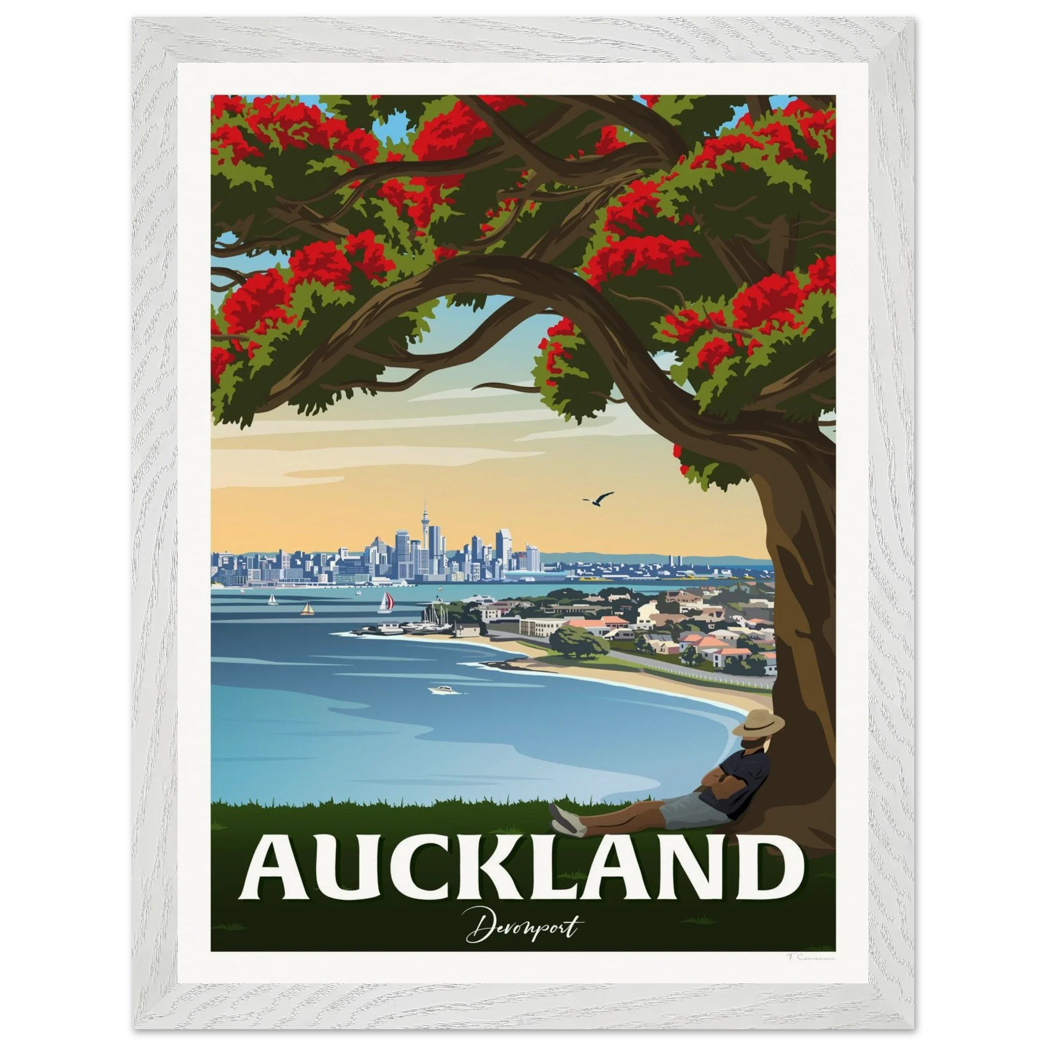 Auckland from Northhead New Zealand Travel Poster