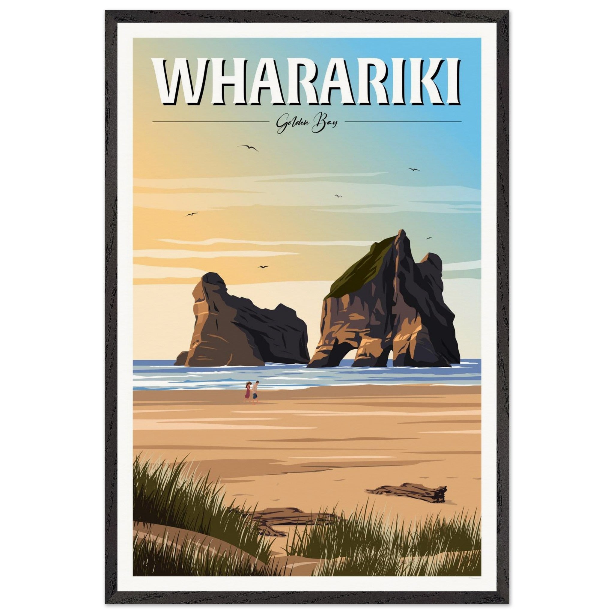 Wharariki Golden Bay Travel Poster, New Zealand
