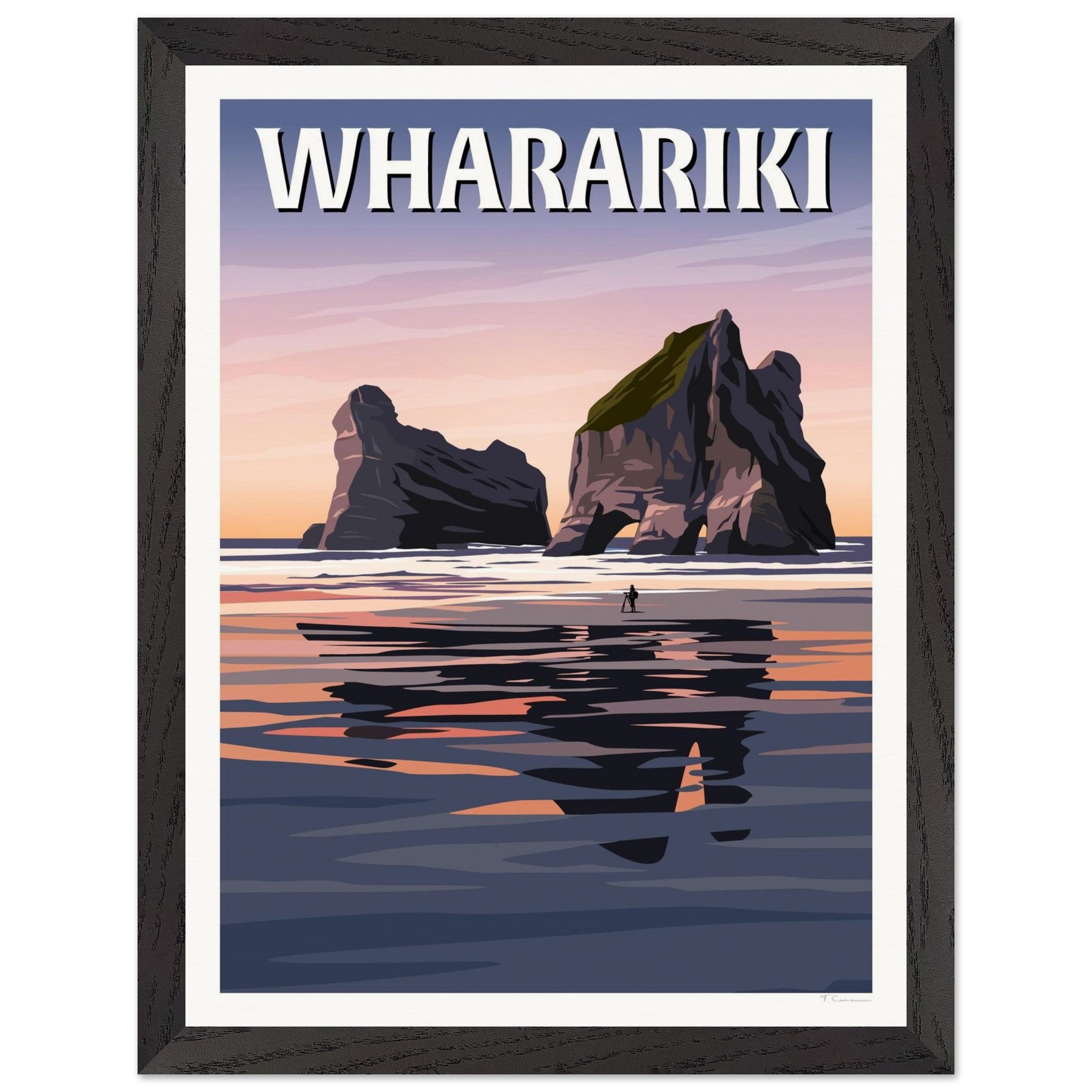 Wharariki Sunset Travel Poster, New Zealand