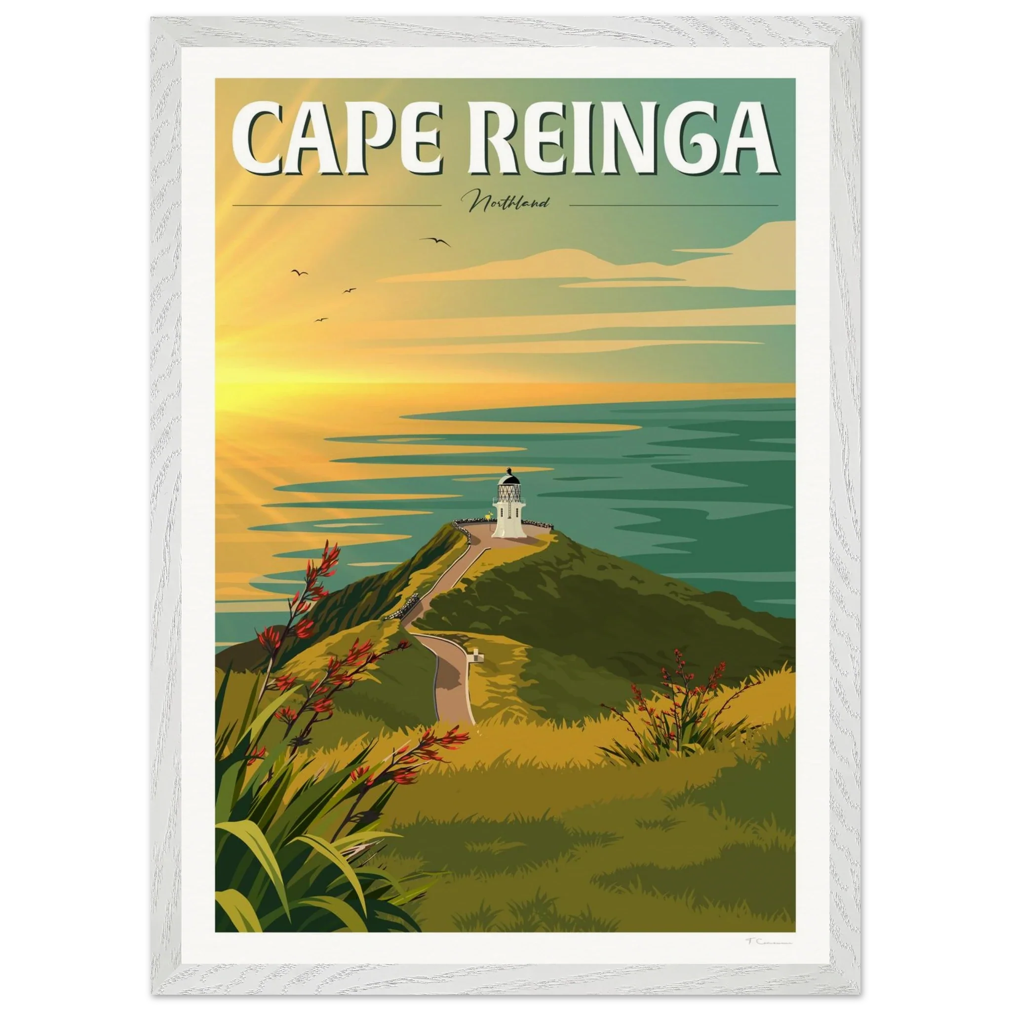 Cape Reinga Sunset Travel Poster, New Zealand